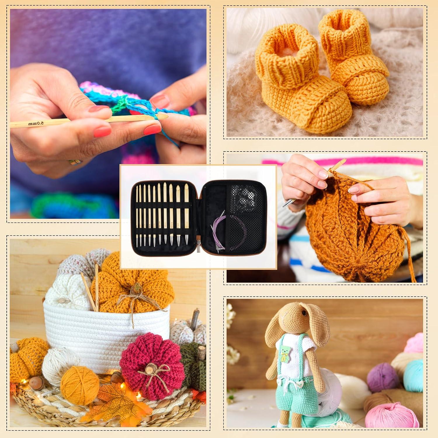 Juego de Ganchillos Tunecinos Jurtmy 10 Piezas Bambú 3mm-10mm