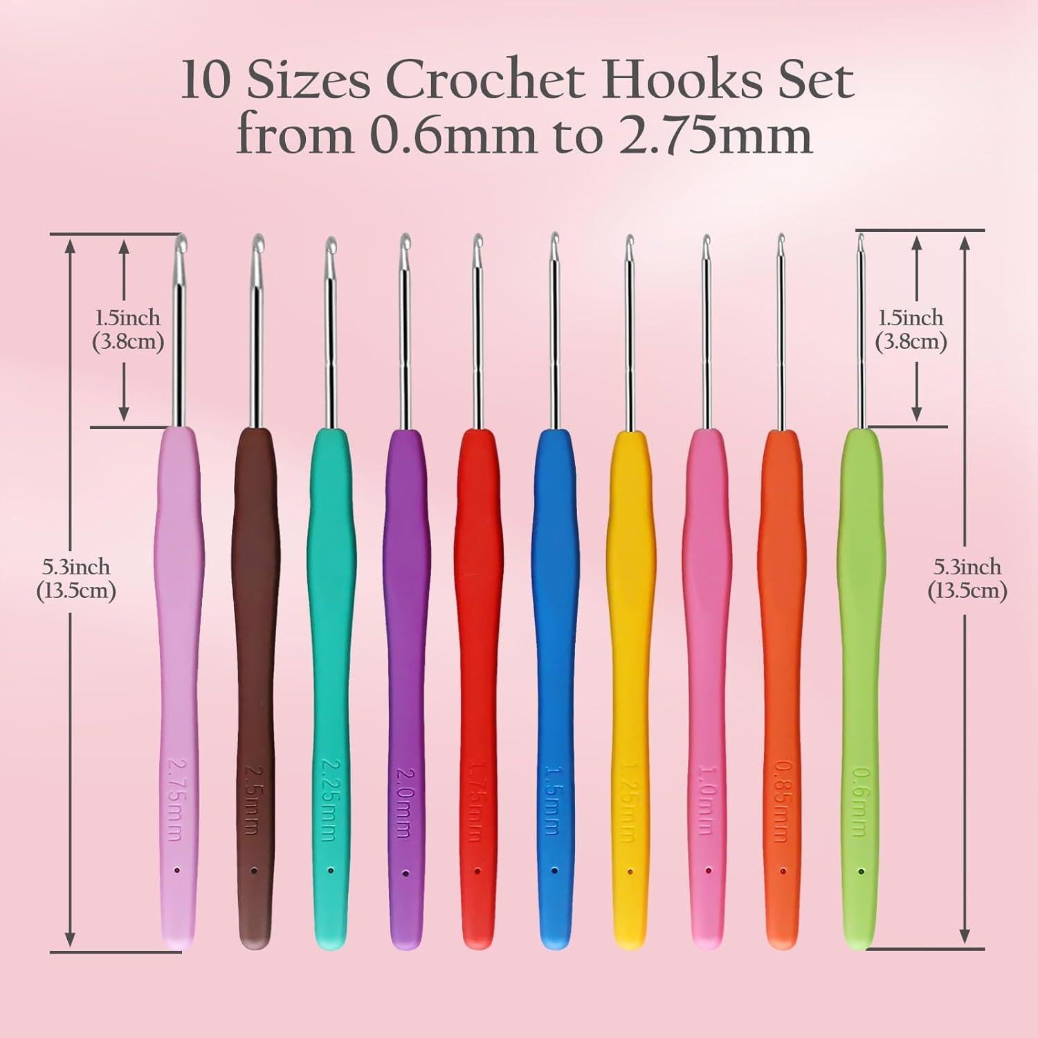 Juego de Ganchillos Ergonómicos Blingcute 50 Piezas 0.6-8mm