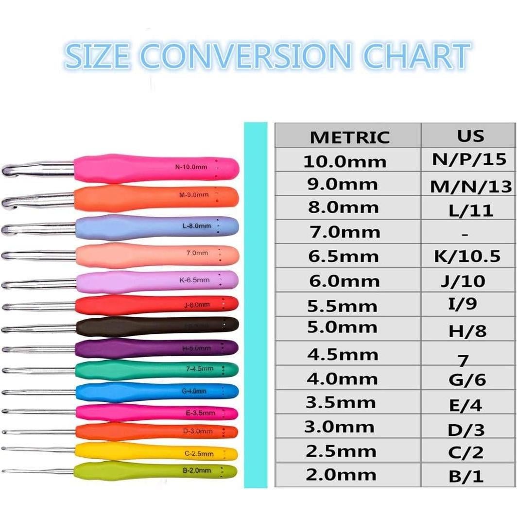 Juego de Agujas de Ganchillo YOKER 14 Tamaños Ergonomicas