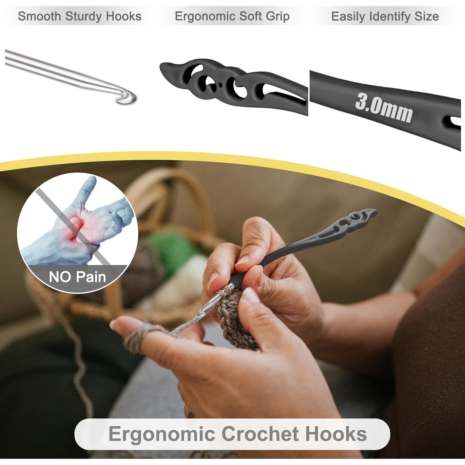 Ganchos de Crochet Katech 8 Piezas 2.5mm a 6.0mm Ergonomicos