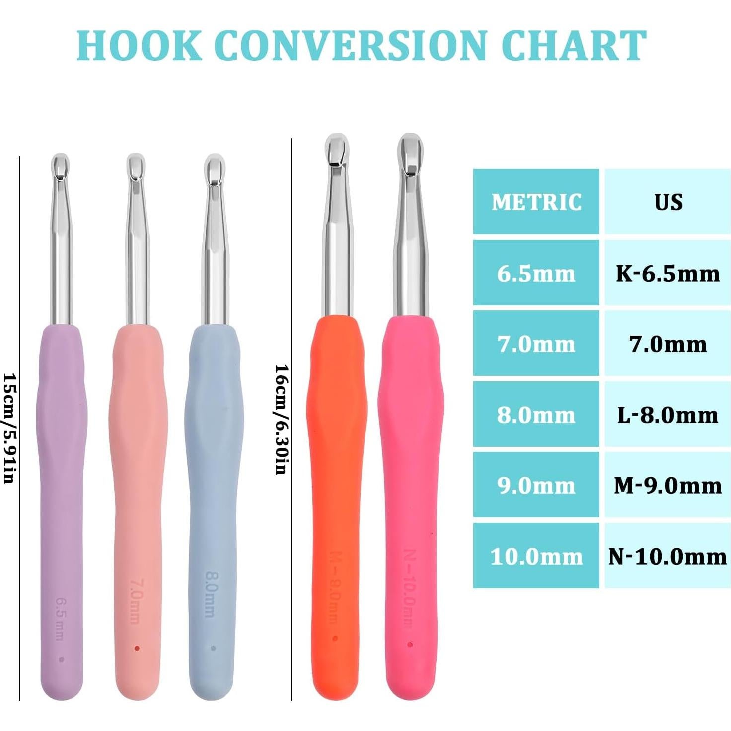 Kit de Ganchillos Ergonómicos KOKNIT 6.5 a 10 mm con Estuche