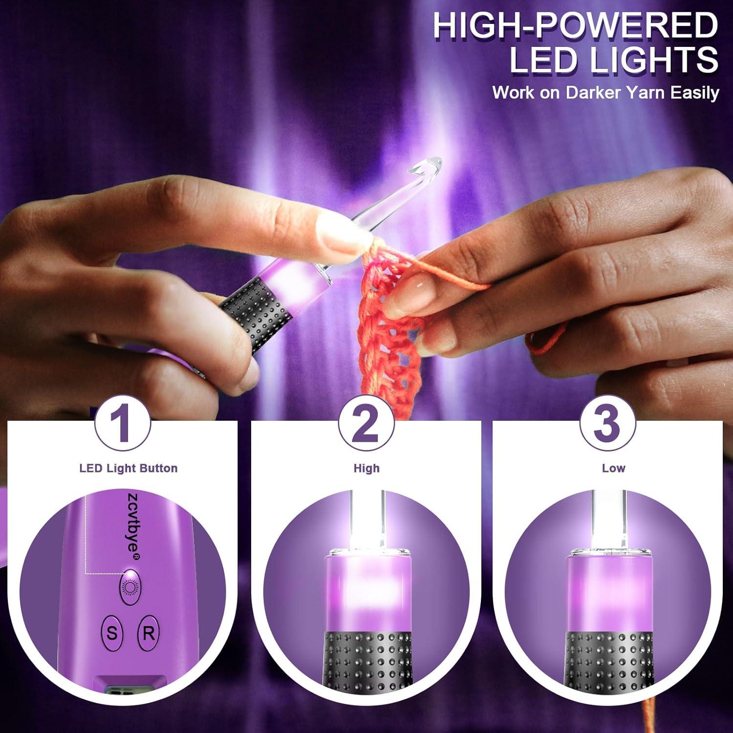 Juego de Ganchillos Iluminados Zcvtbye - 18 Tamaños Ergonomicos