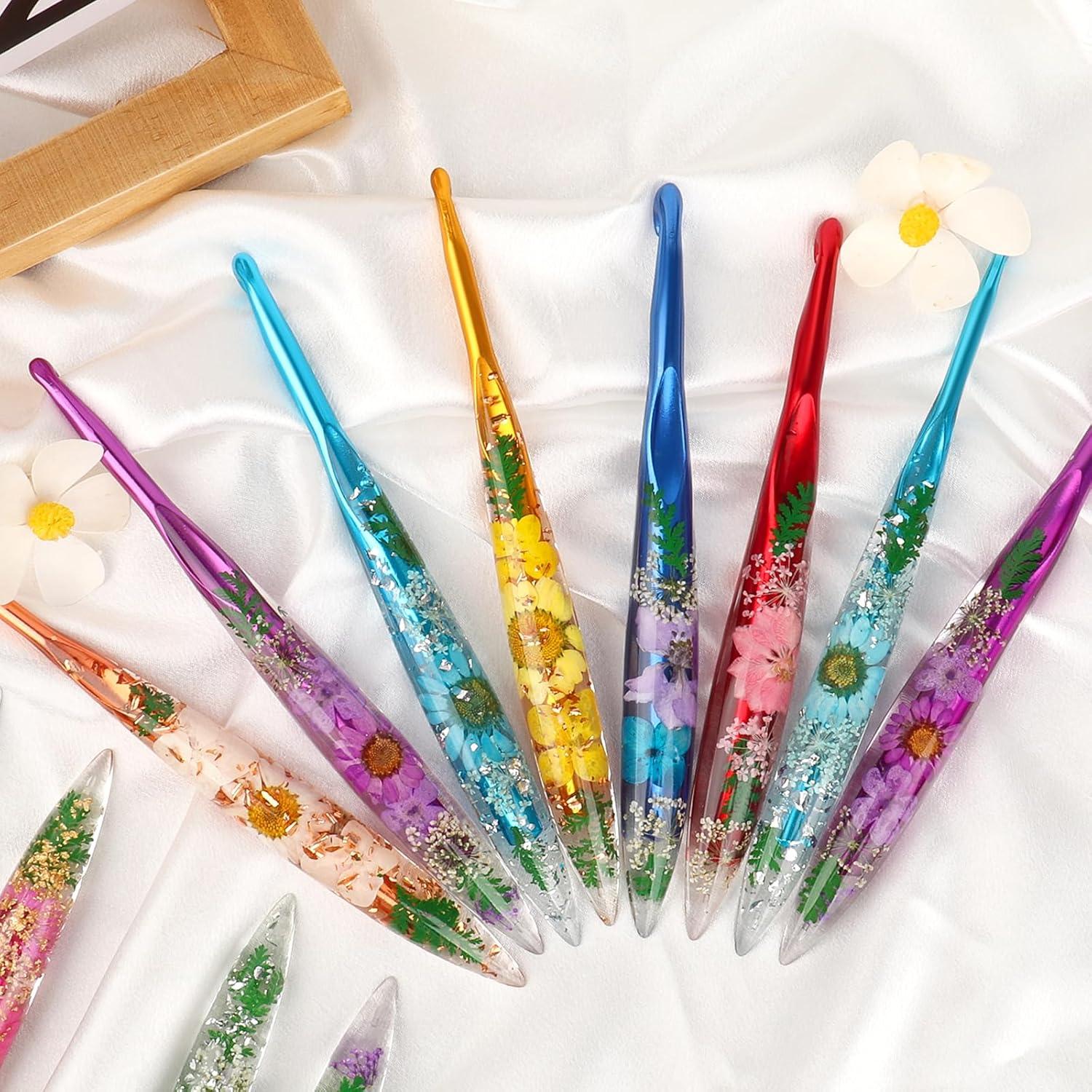 Ganchos de Crochet Ergonomicos Katech 5mm con Patrón Floral