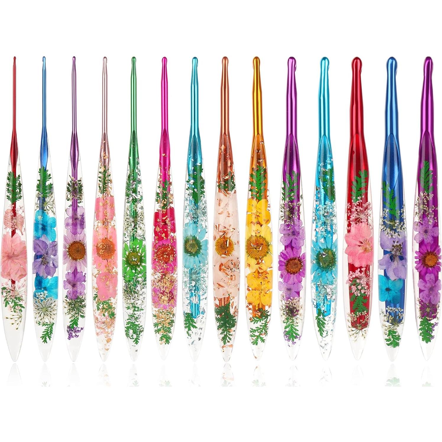 Ganchos de Crochet Ergonomicos Katech 5mm con Patrón Floral