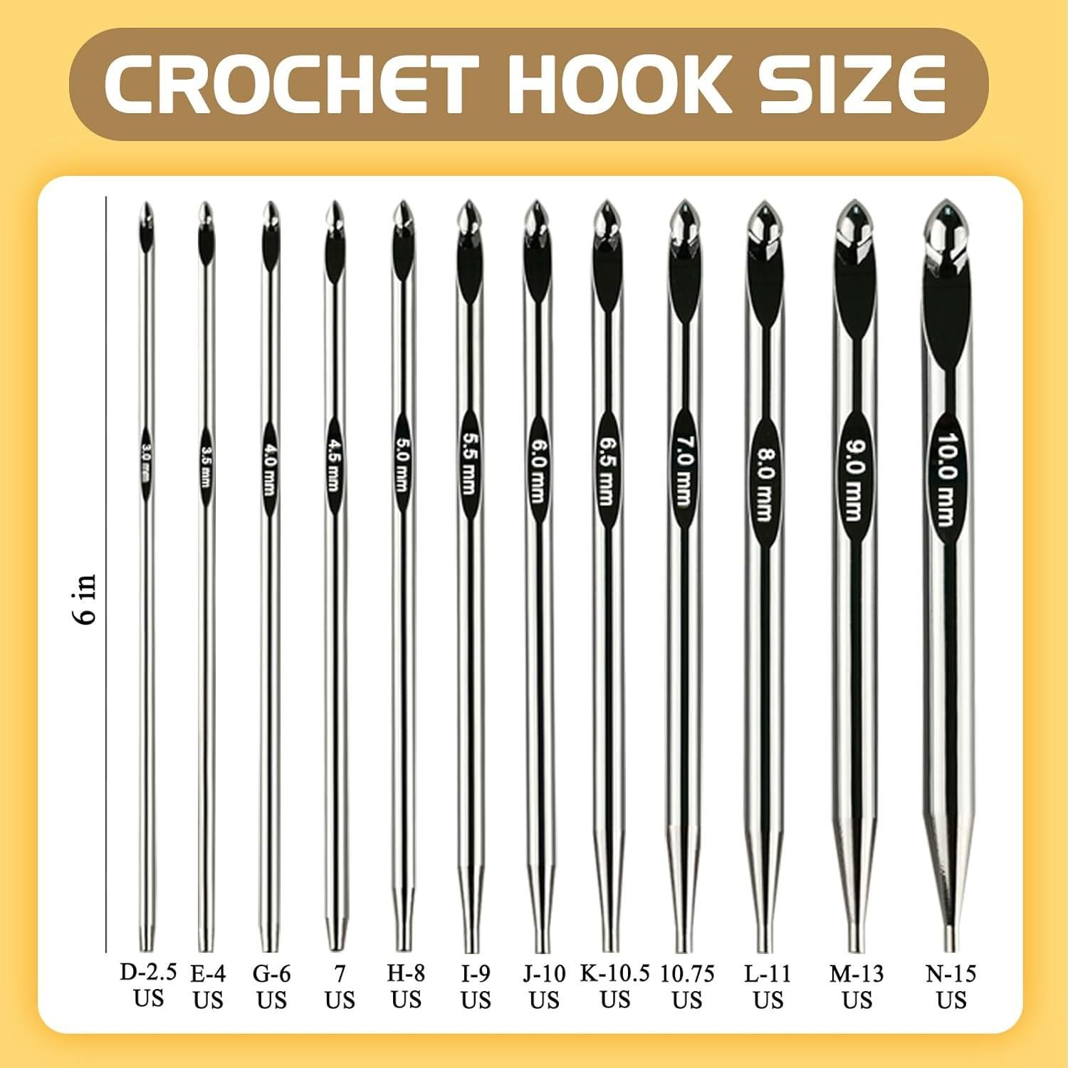 Juego de Agujas de Crochet Tunecino JYINRXI 36 Piezas 3-10mm