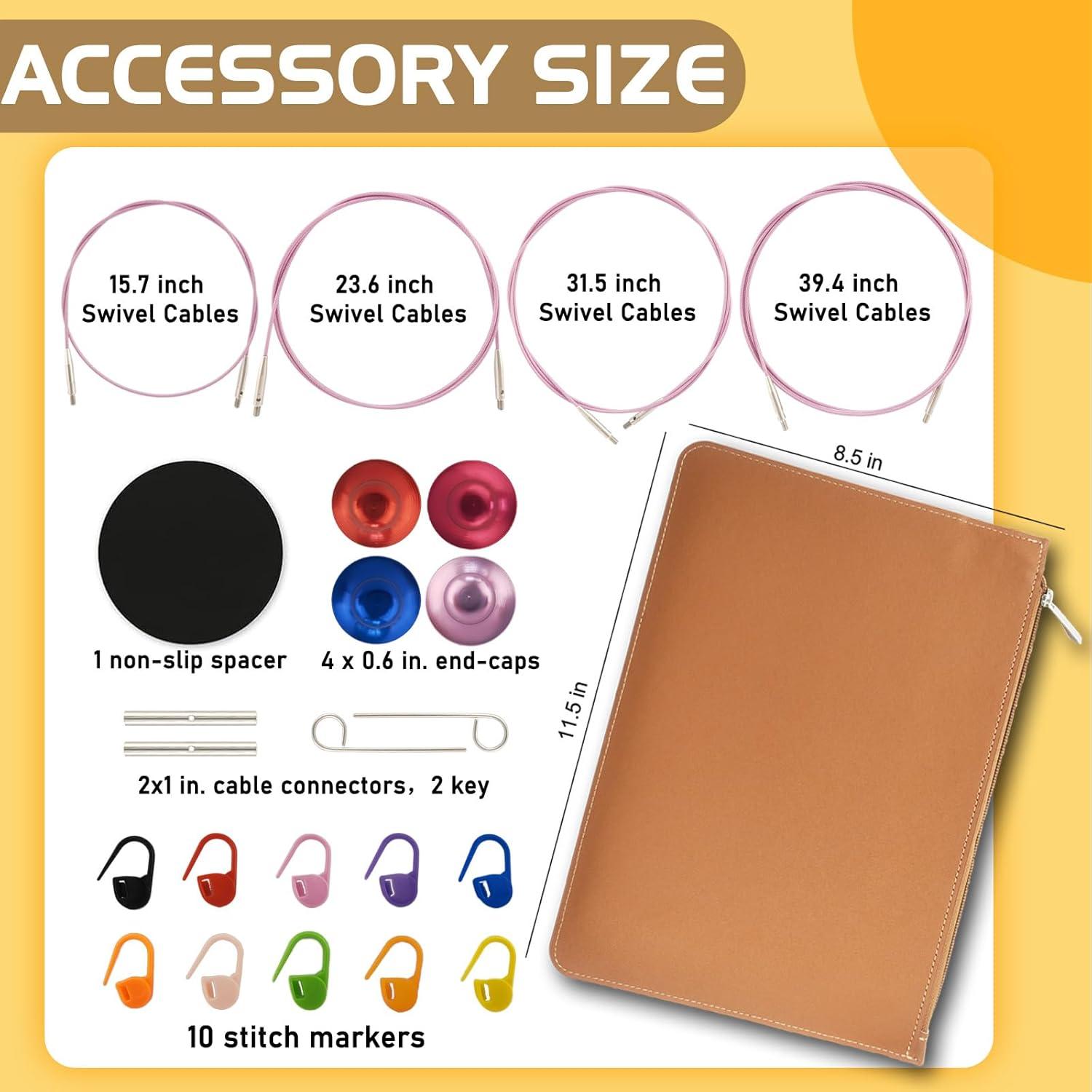 Juego de Agujas de Crochet Tunecino JYINRXI 36 Piezas 3-10mm