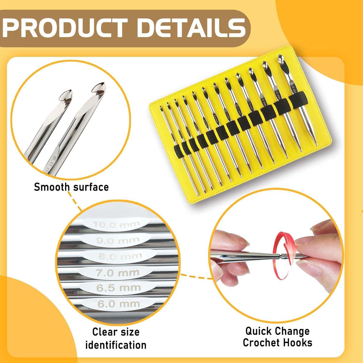 Juego de Agujas de Crochet Tunecino JYINRXI 36 Piezas 3-10mm