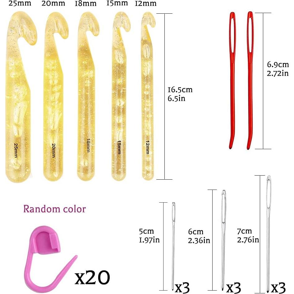 Juego de Ganchillos Grandes Mayboos 37 Piezas 12mm-25mm