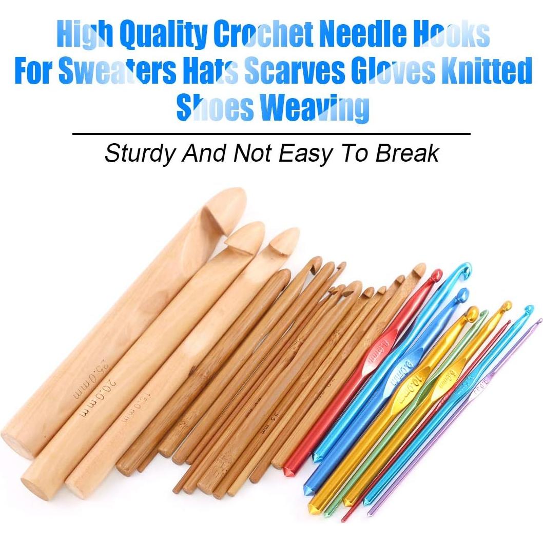 Conjunto de Ganchillos Glarks 24 Piezas Madera y Aluminio