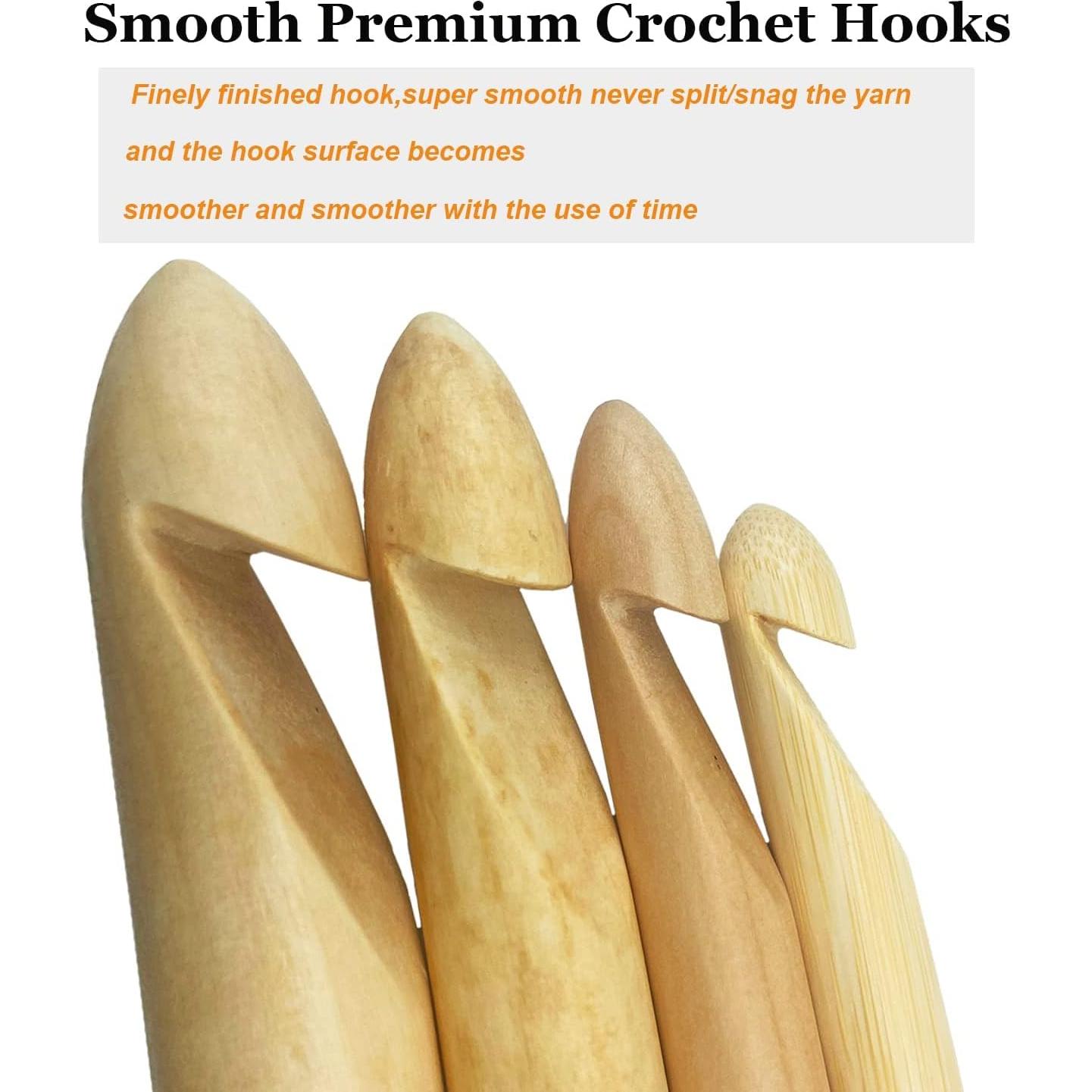 Conjunto de Ganchos de Crochet Mdoker 12-25mm Madera Jumbo