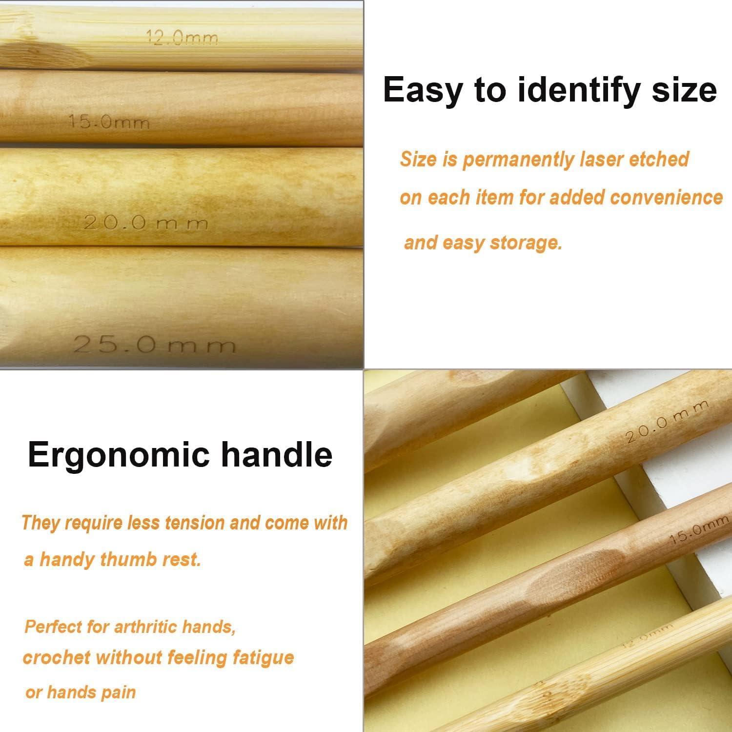 Conjunto de Ganchos de Crochet Mdoker 12-25mm Madera Jumbo