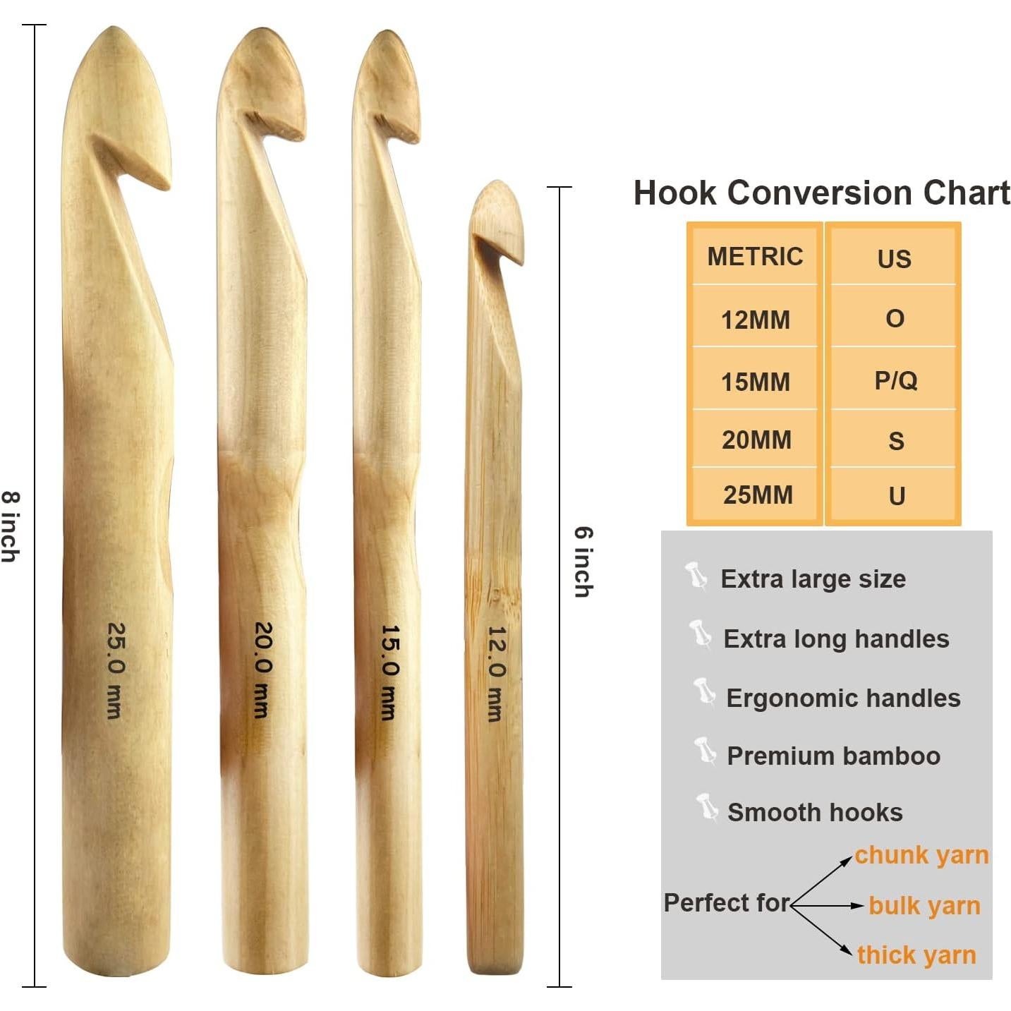 Conjunto de Ganchos de Crochet Mdoker 12-25mm Madera Jumbo