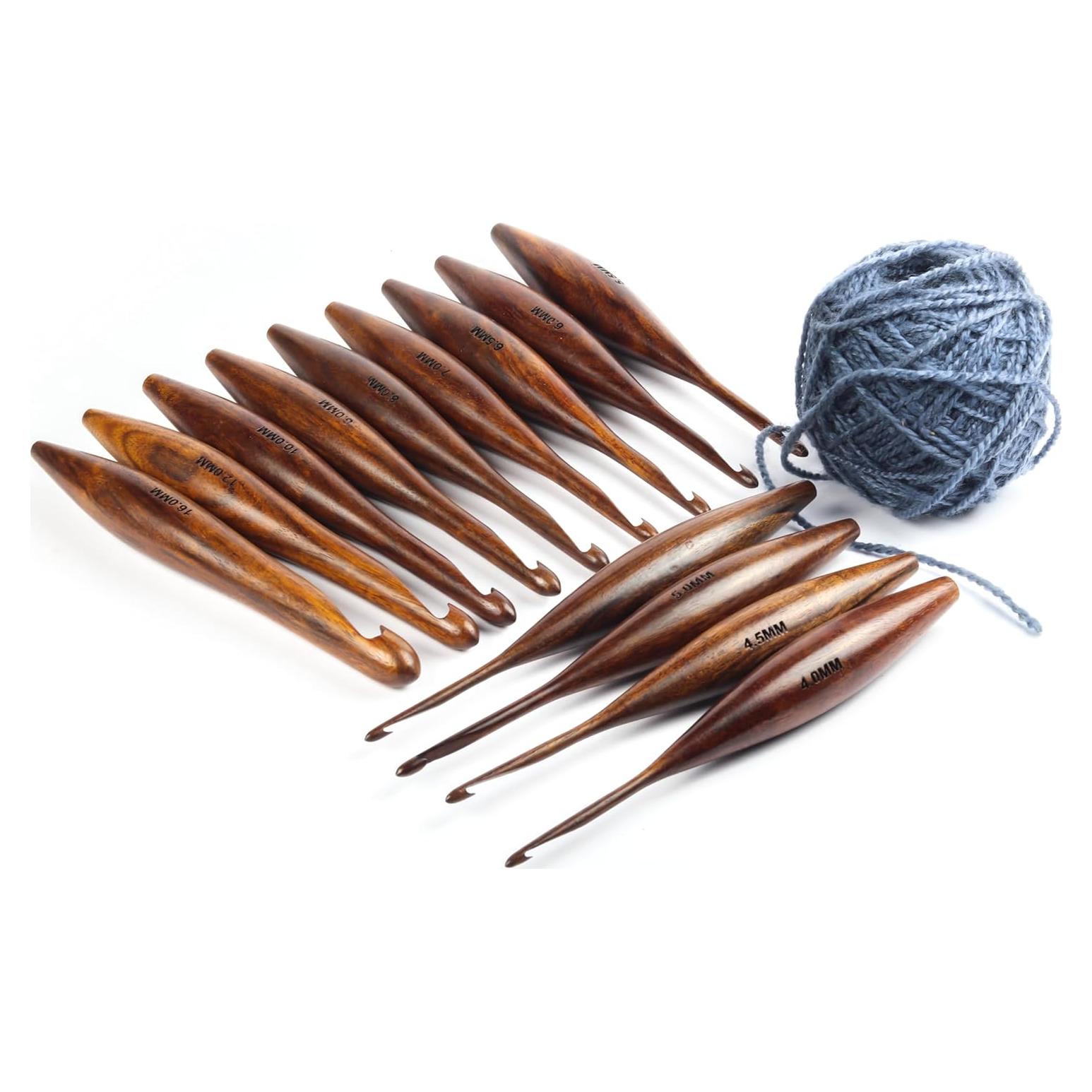 Juego de 13 Ganchos de Crochet de Madera Mars Exports 3.5-16mm