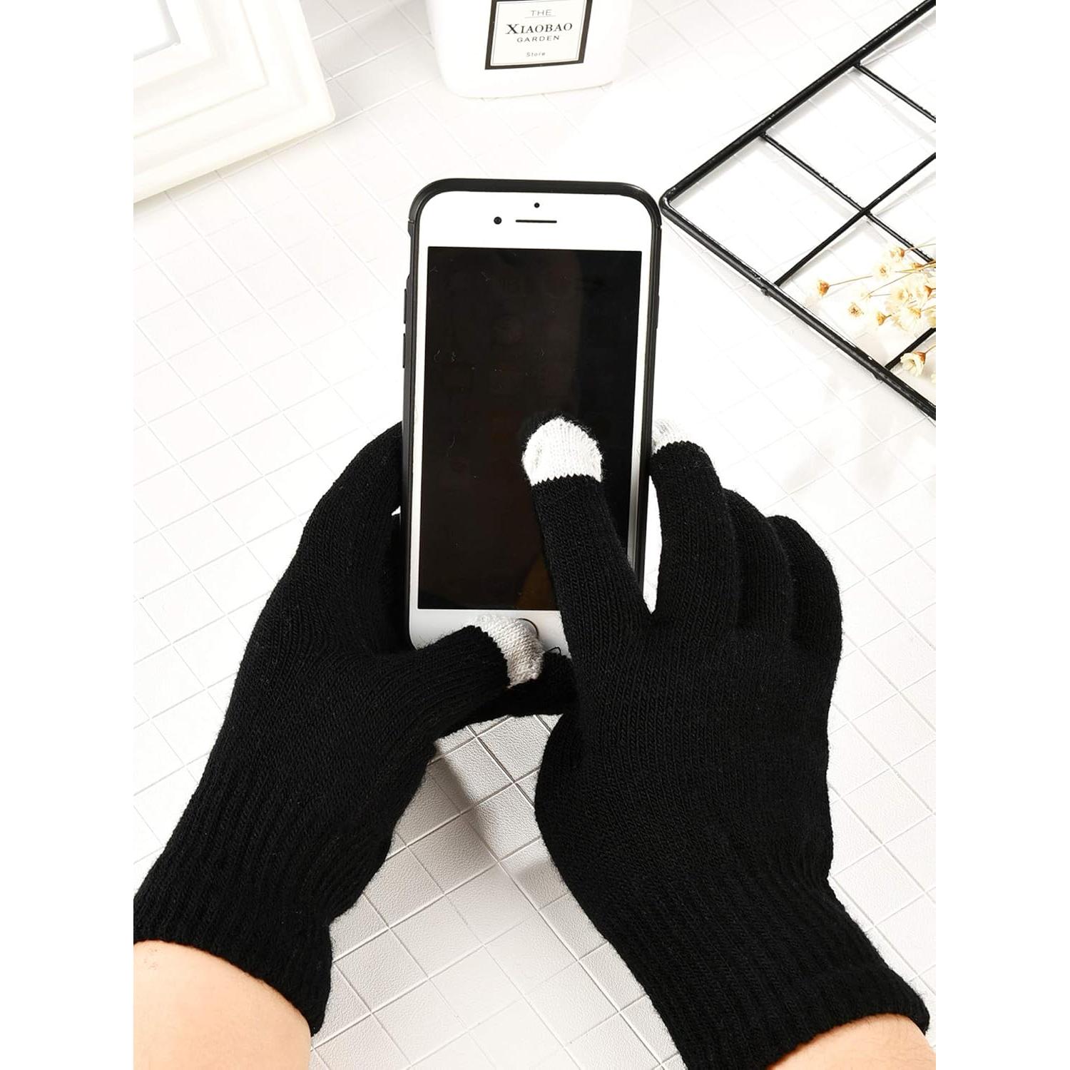 12 Pares Guantes de Invierno Táctiles Unisex Acrílico Cálidos