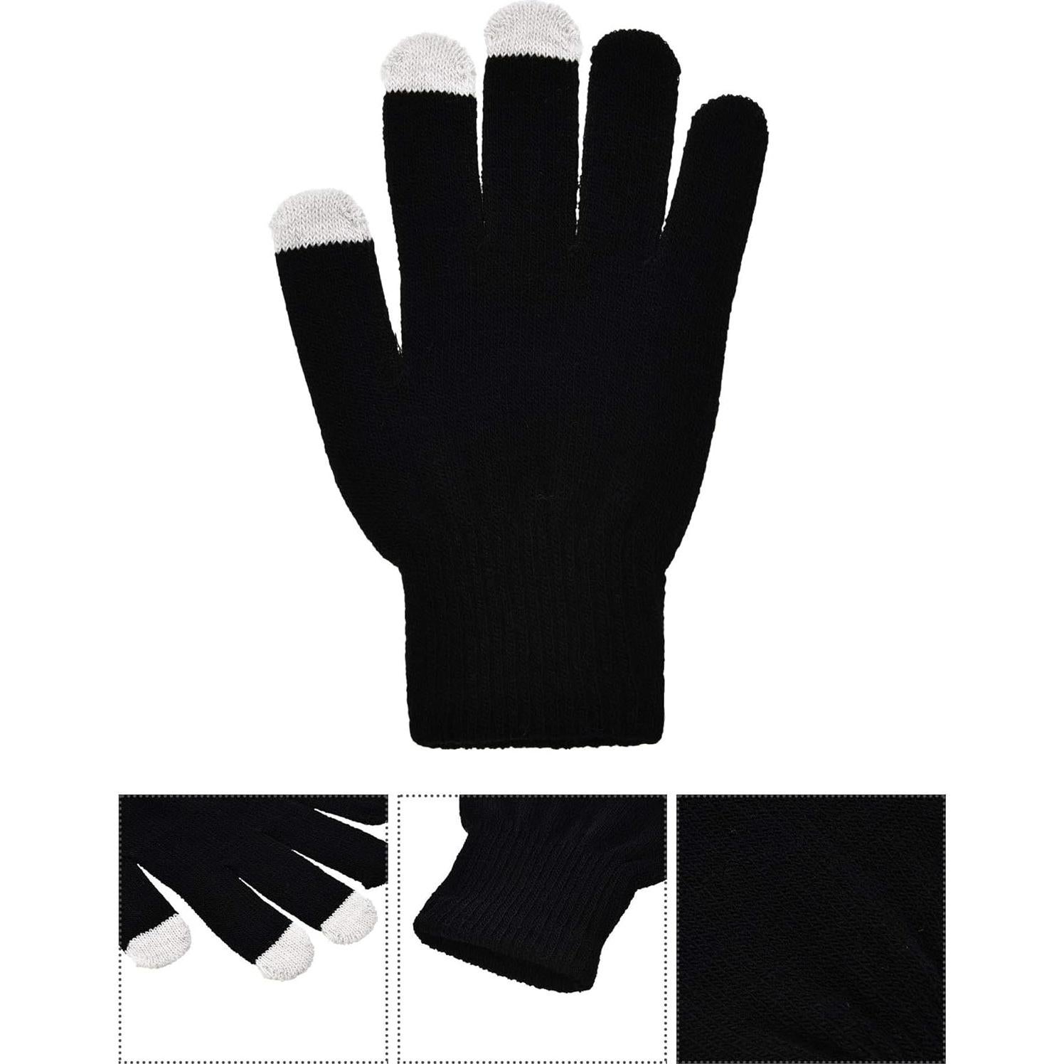 12 Pares Guantes de Invierno Táctiles Unisex Acrílico Cálidos