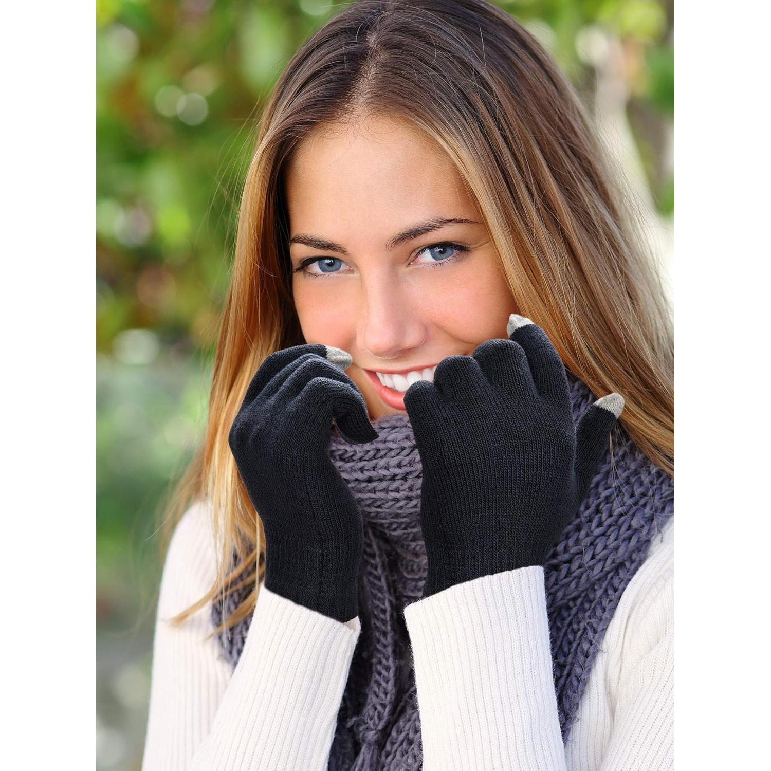 12 Pares Guantes de Invierno Táctiles Unisex Acrílico Cálidos