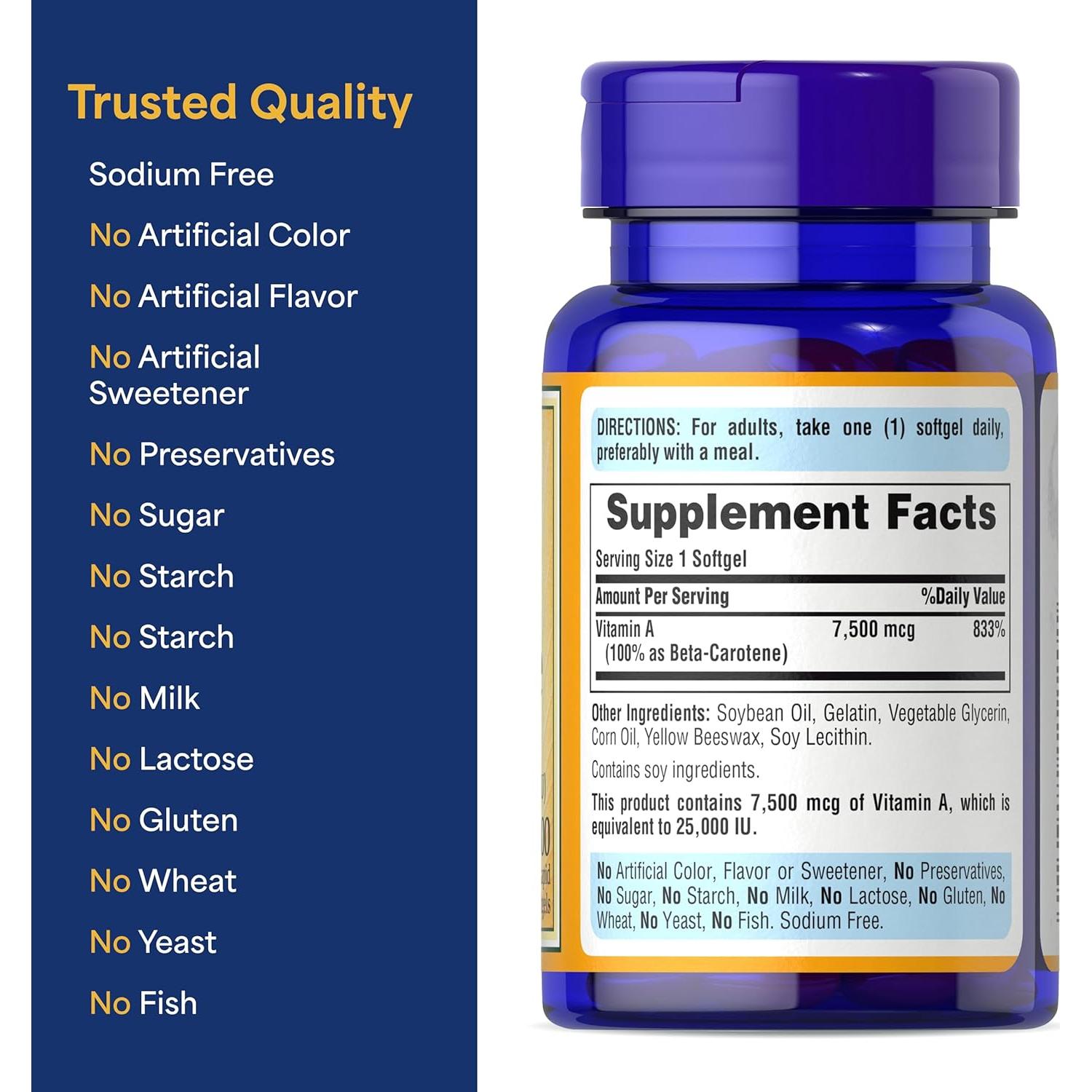 Beta Caroteno 7500 mcg Puritan's Pride - 100 Gelatinas Blandas