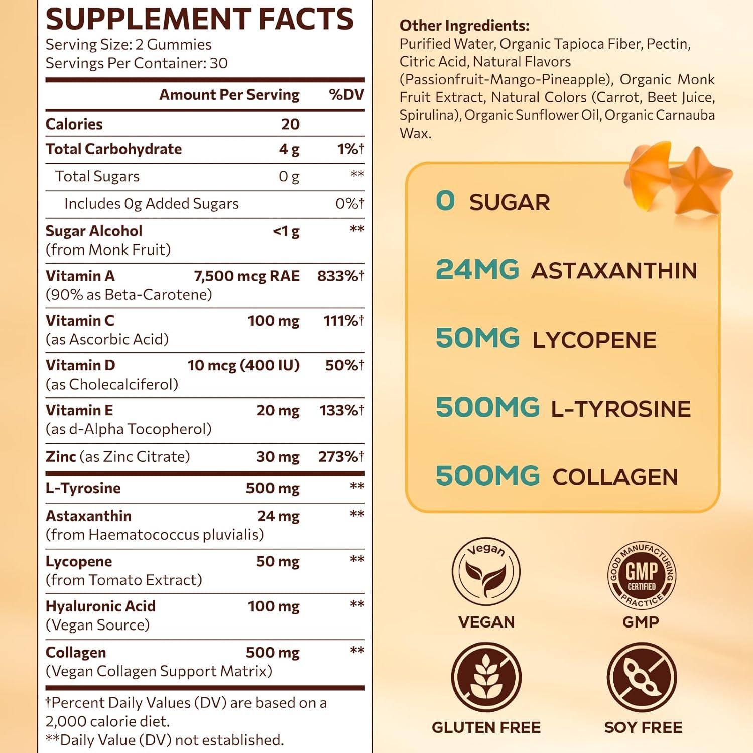 Gomitas Bronceadoras Veganas Pyralvexithon 60 Unidades