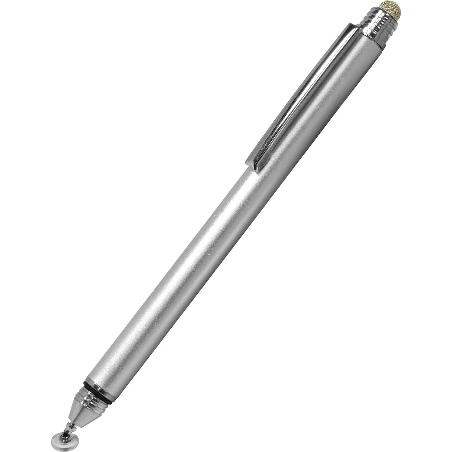 BoxWave Stylus Pen Compatible With Apple iPhone 17 Pro - DualTip Capacitive Stylus, Fiber Tip Disc Tip Capacitive Stylus Pen - Metallic Silver