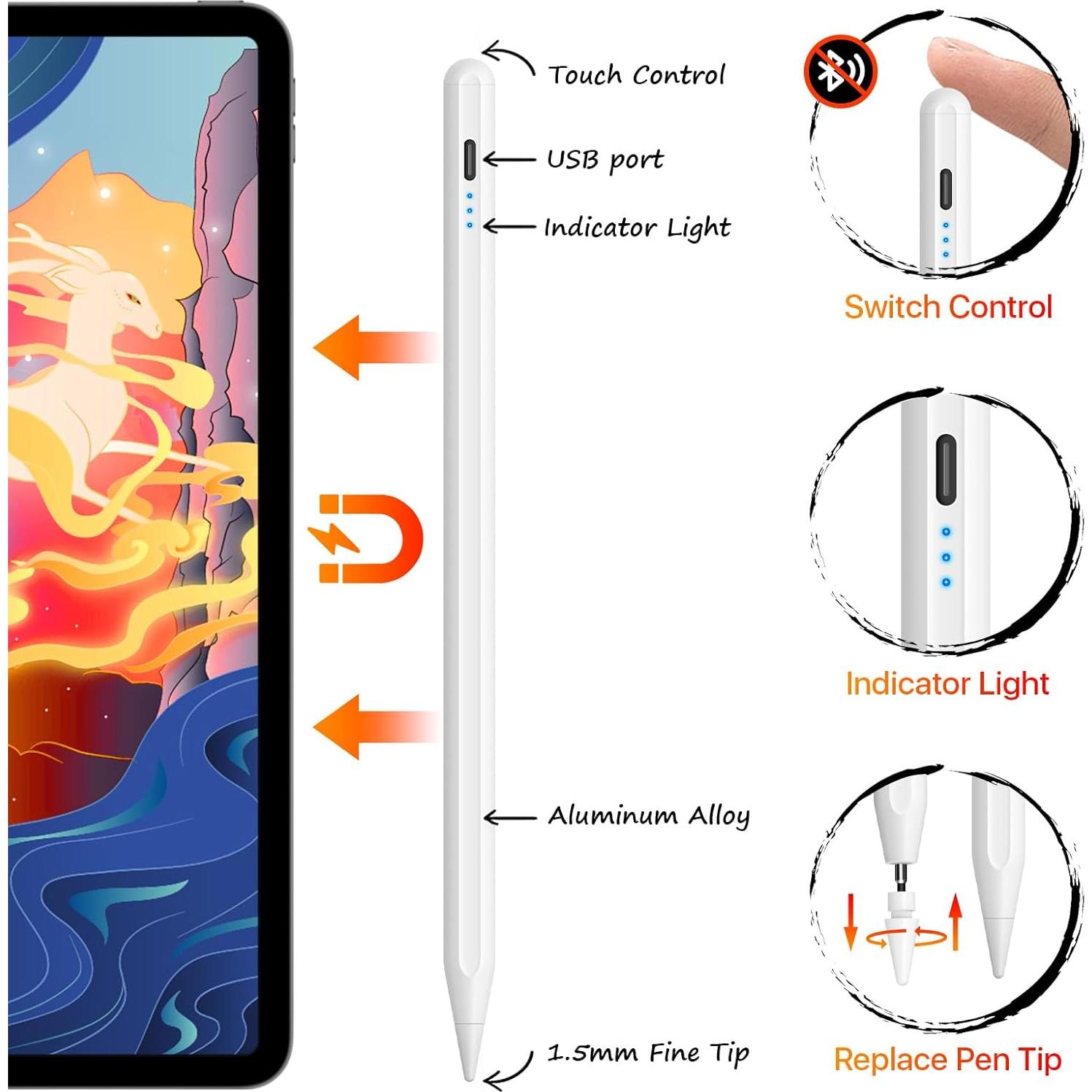 Lápiz Stylus para iPad 2018-2024 Pocamax Carga Rápida