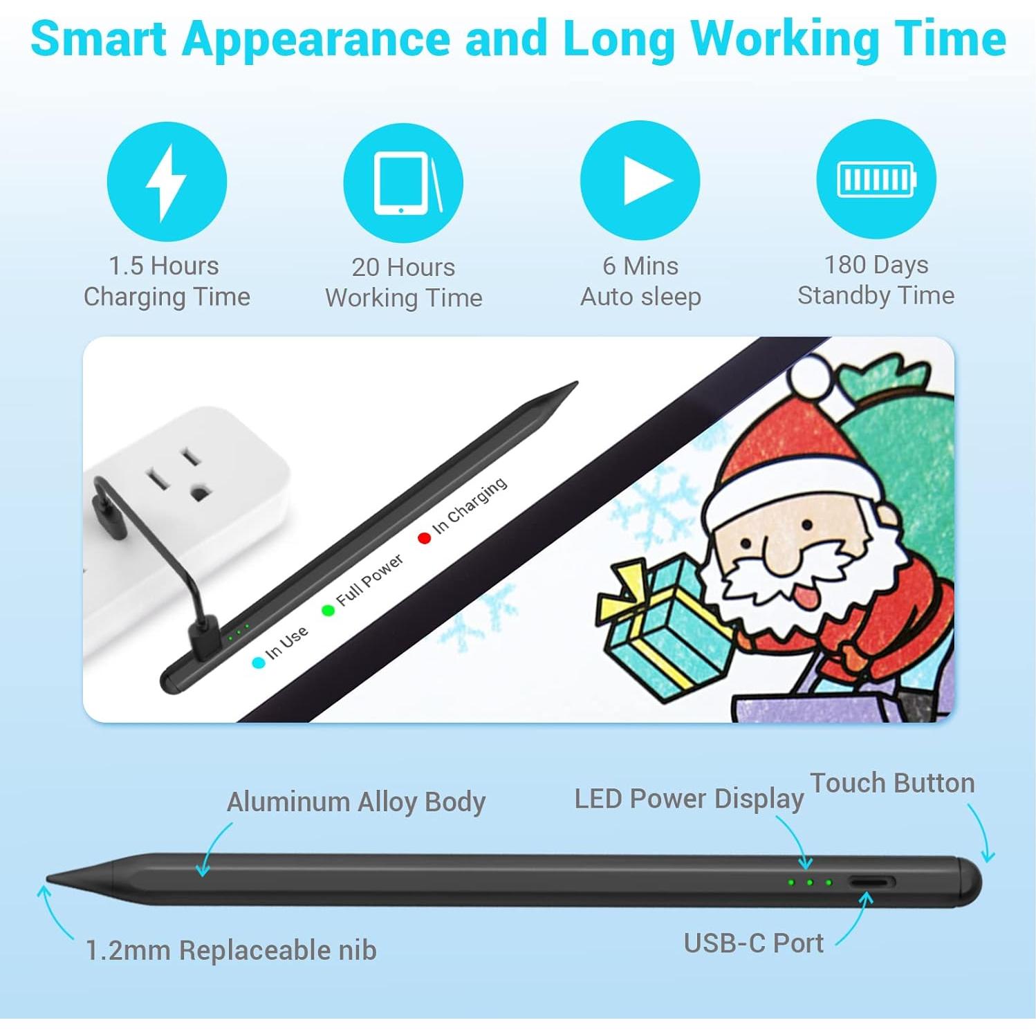 Lápiz Stylus Aorunkry para iPad 2018-2025, Rechazo de Palma