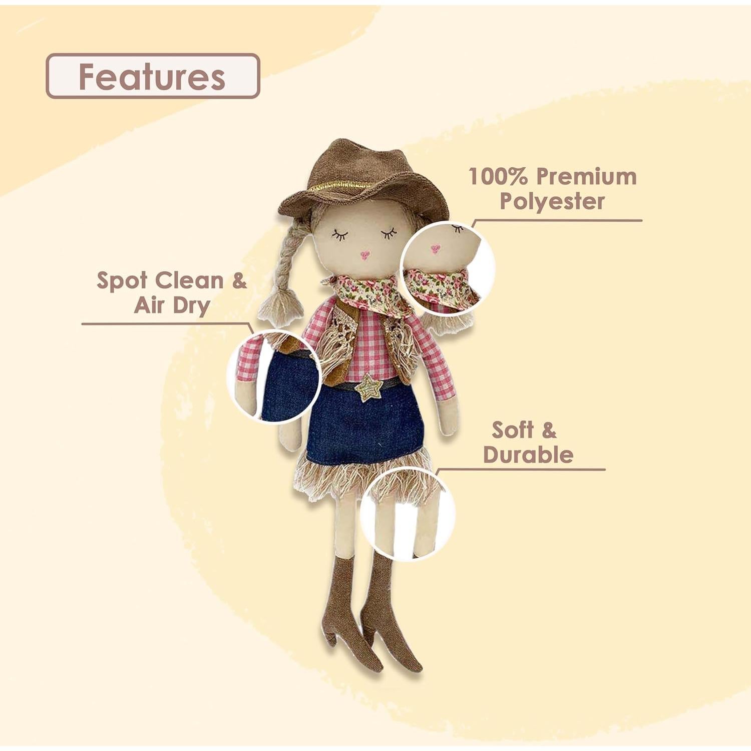 Muñeca de Peluche Vaquera Mon Ami 38 cm Suave y Elegante