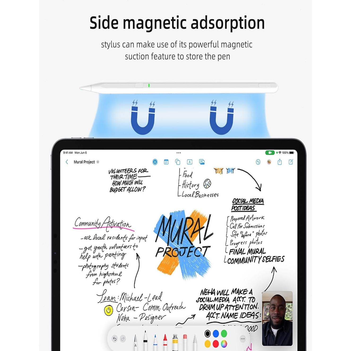 Lápiz Stylus Uogic para iPad con Rechazo de Palma - Blanco