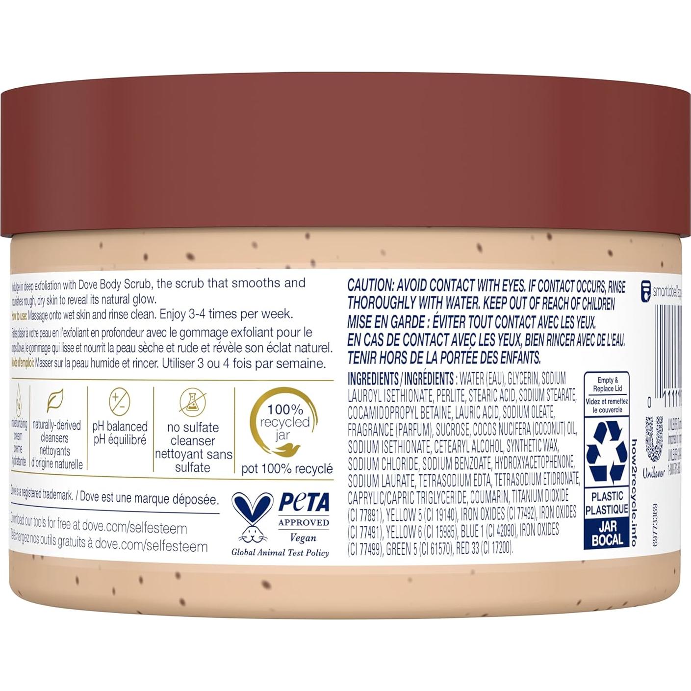 Exfoliante Corporal Dove Azúcar Moreno y Manteca de Coco 298 g