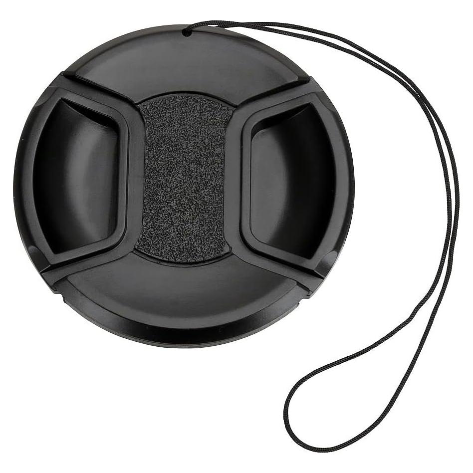Universal Center Pinch Snap-on Front Lens Cap 40.5mm 46mm 49mm 52mm 55mm 58mm 62mm 67mm 72mm 77mm 82mm For Canon Nikon Sony Pentax Olympus Fuji Camera with String (62mm)