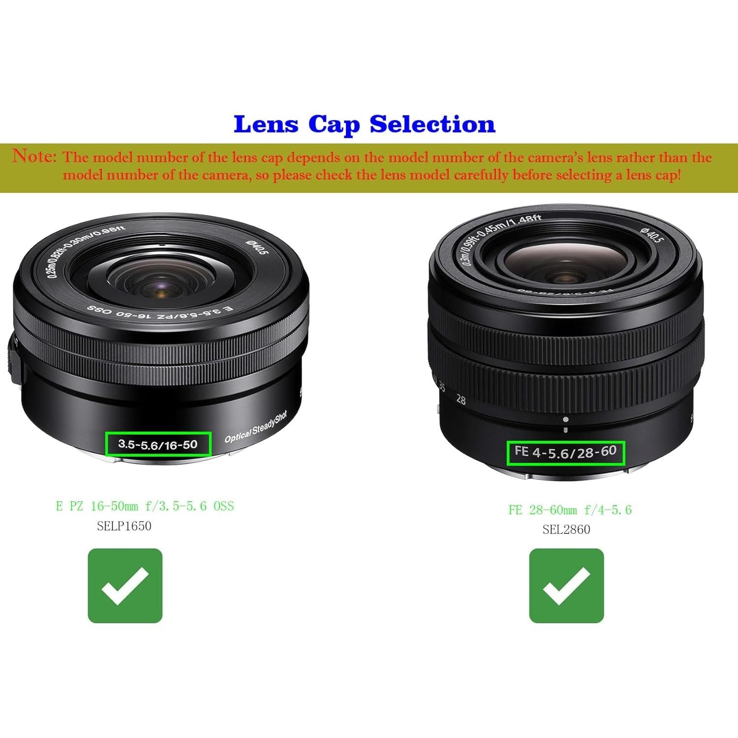 Tapa de lente 40.5mm + trasera para Sony E PZ 16-50mm