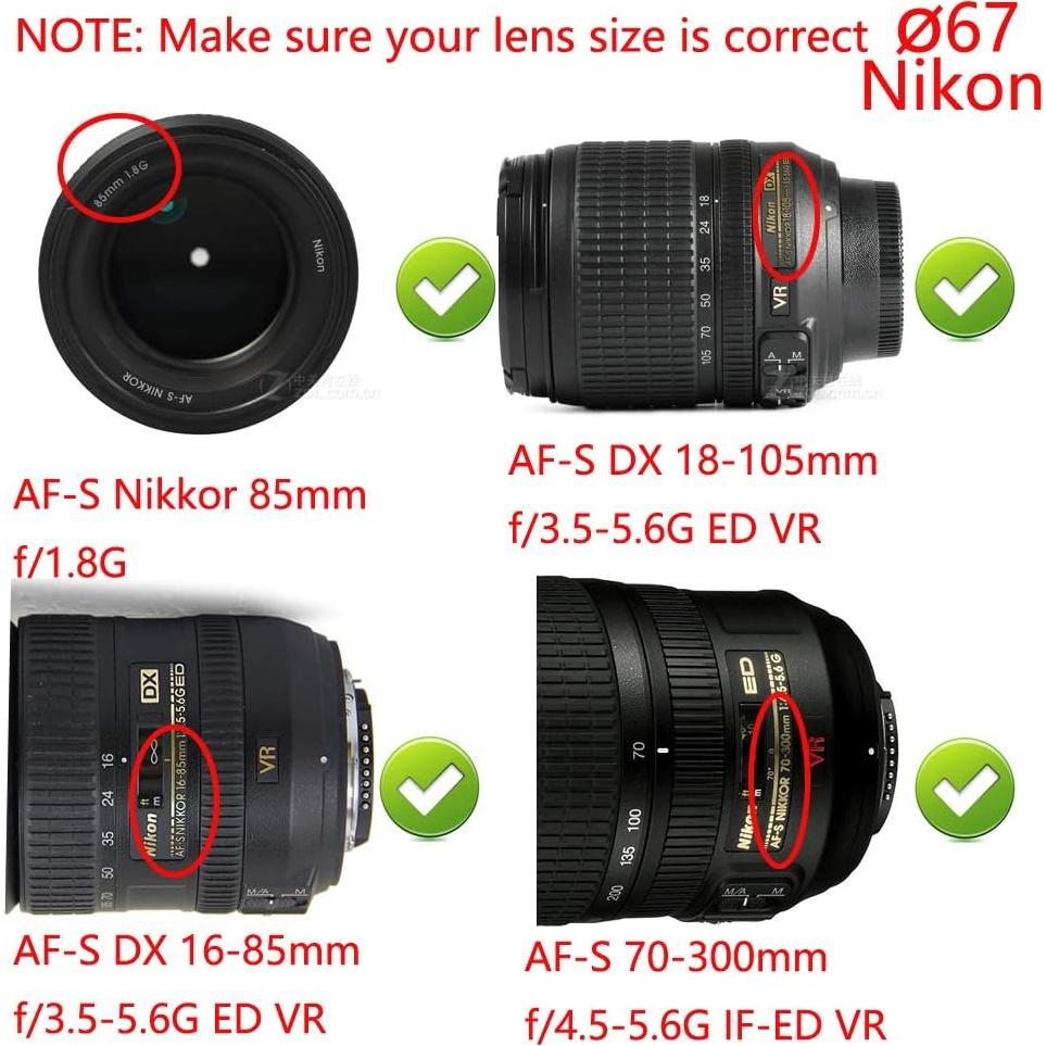 Cubierta de lente 67mm FANZR para Canon Nikon Sony - 2 Piezas