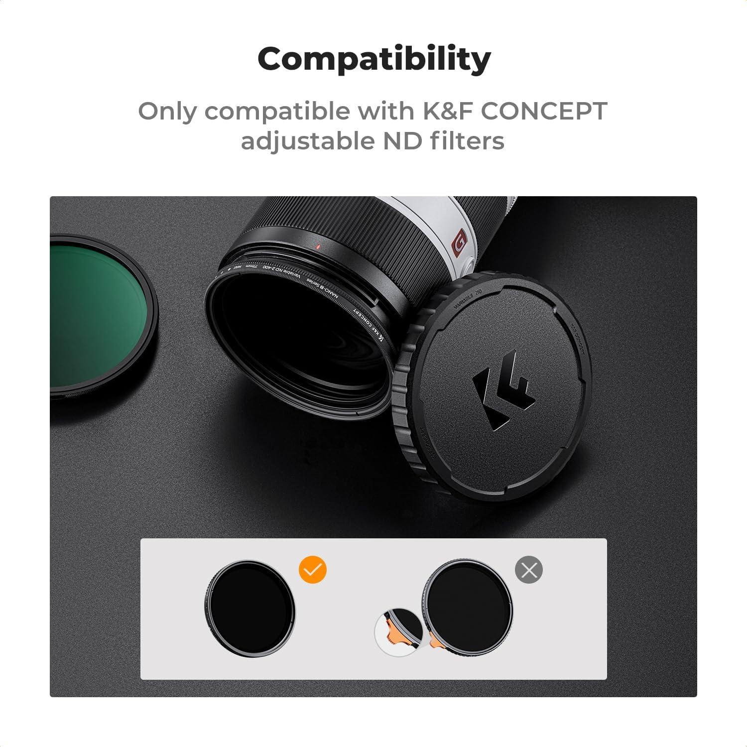 K&F Concept 82mm Variable ND Lens Filter Cap TPU Material Filter Cap Only for K&F 82mm Adjustable Neutral Density Filter