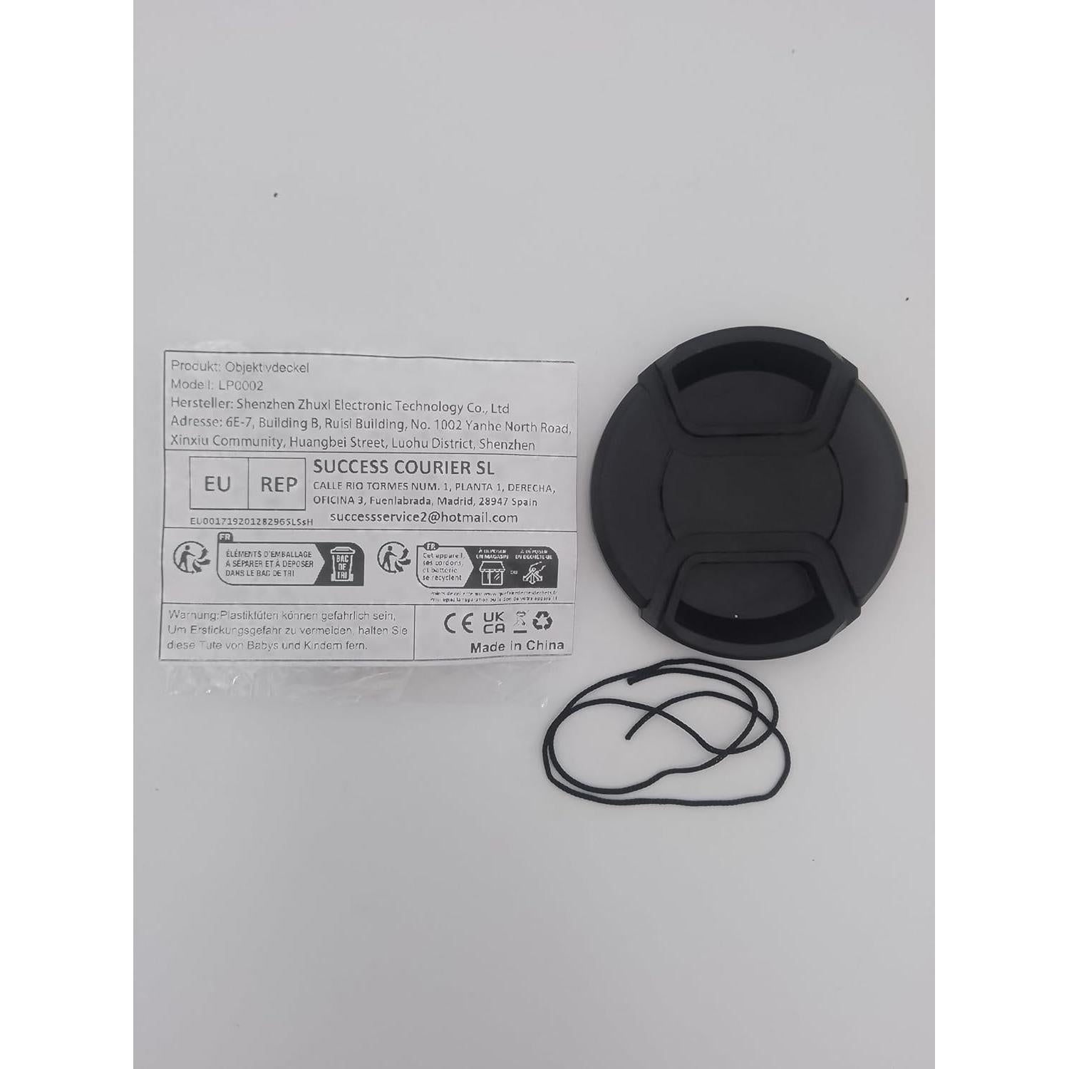 Tapa de Lente Frontal Universal ZHUXI 58mm con Cuerda