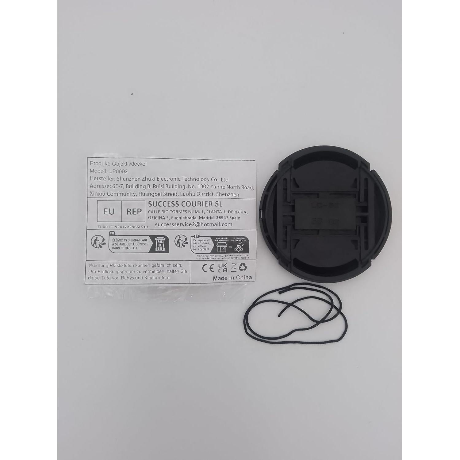 Tapa de Lente Frontal Universal ZHUXI 58mm con Cuerda