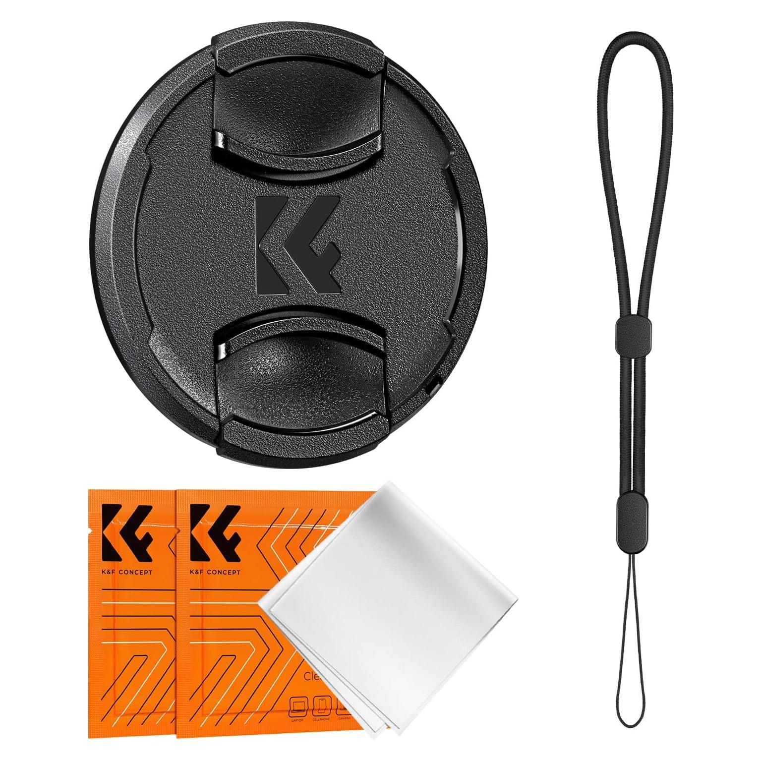 Tapa de lente K&F Concept 49mm con pinza y correa anti-pérdida