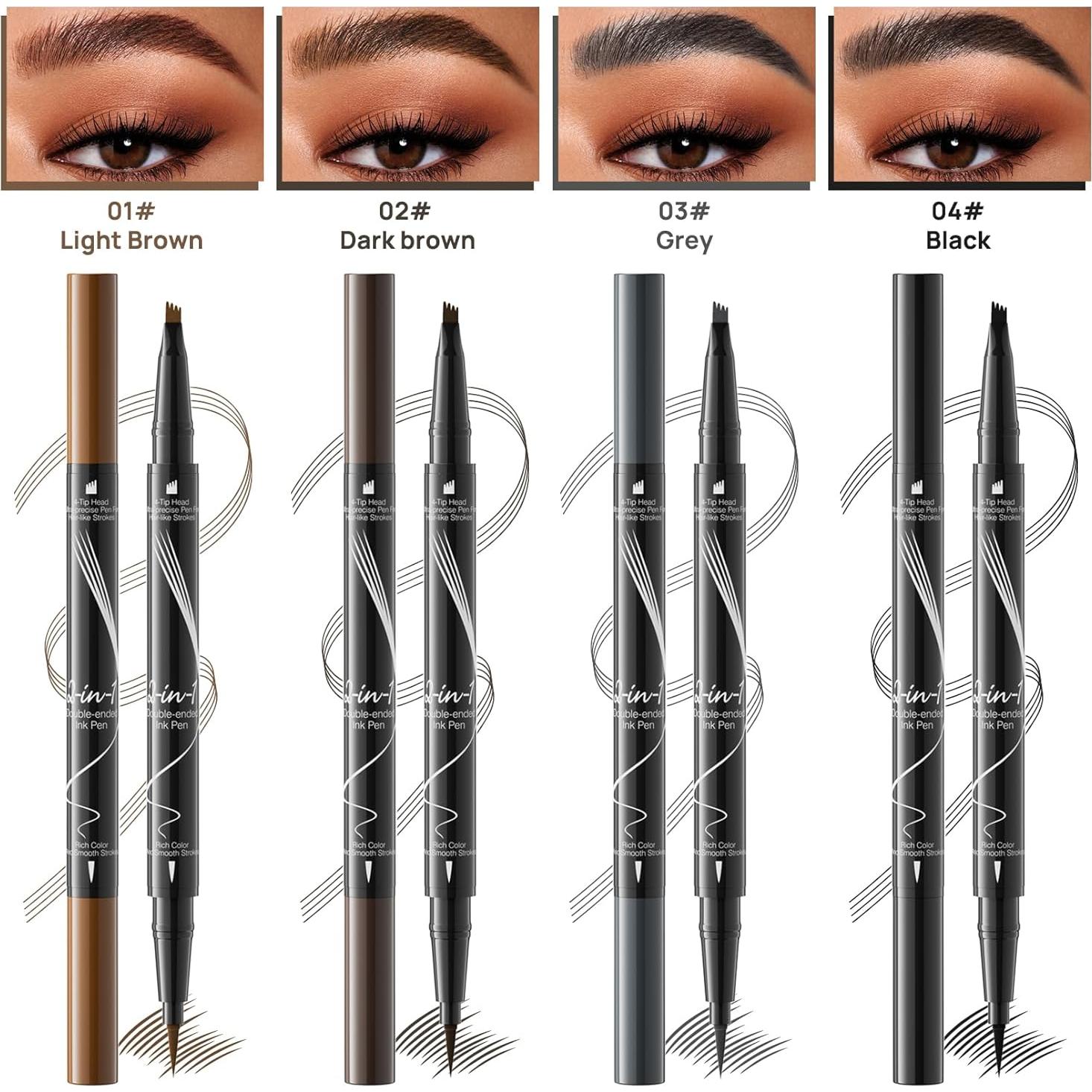 Lápiz de Cejas Líquido 2-en-1 Yulinlon Marrón Oscuro