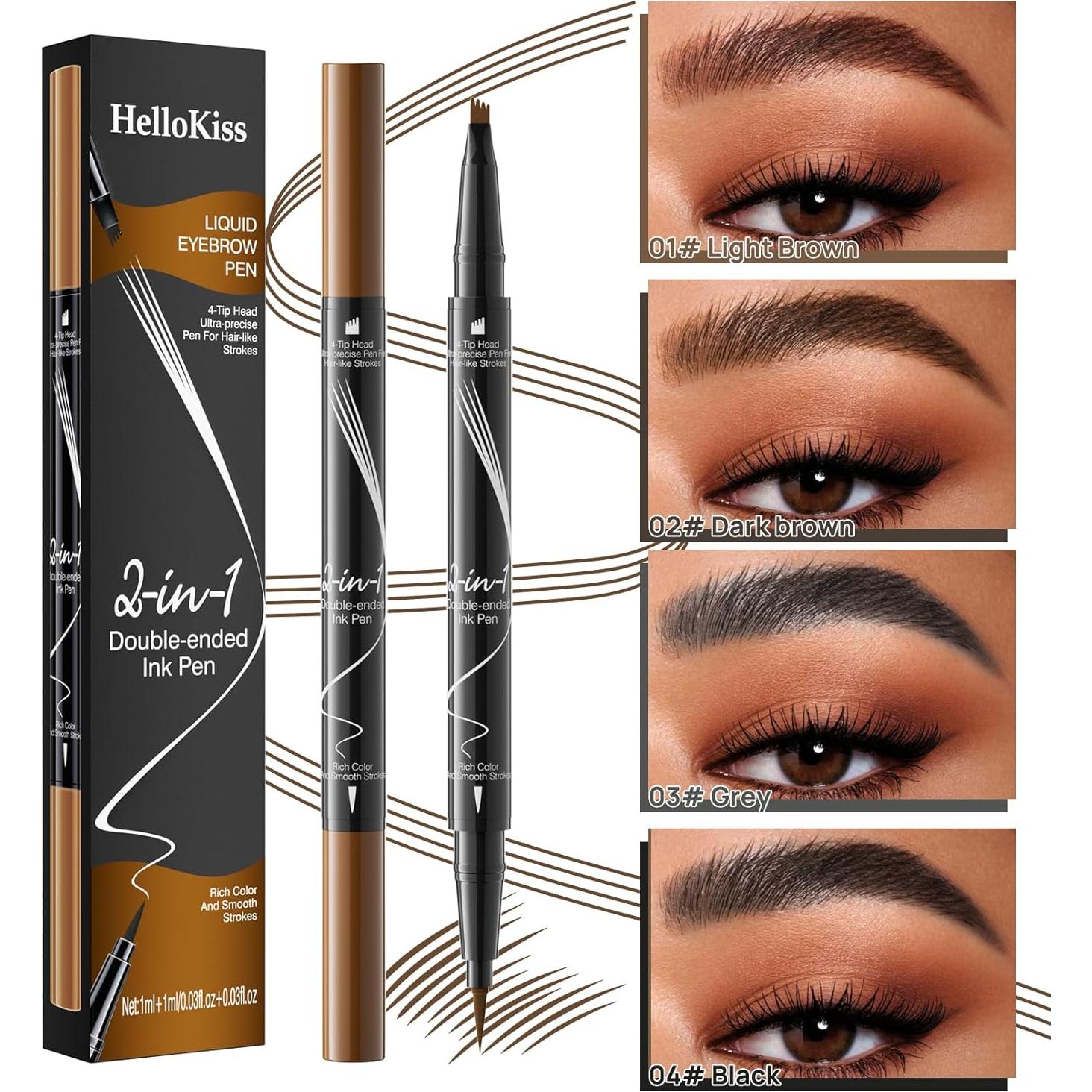 Lápiz de Cejas Líquido 2-en-1 Yulinlon Marrón Oscuro