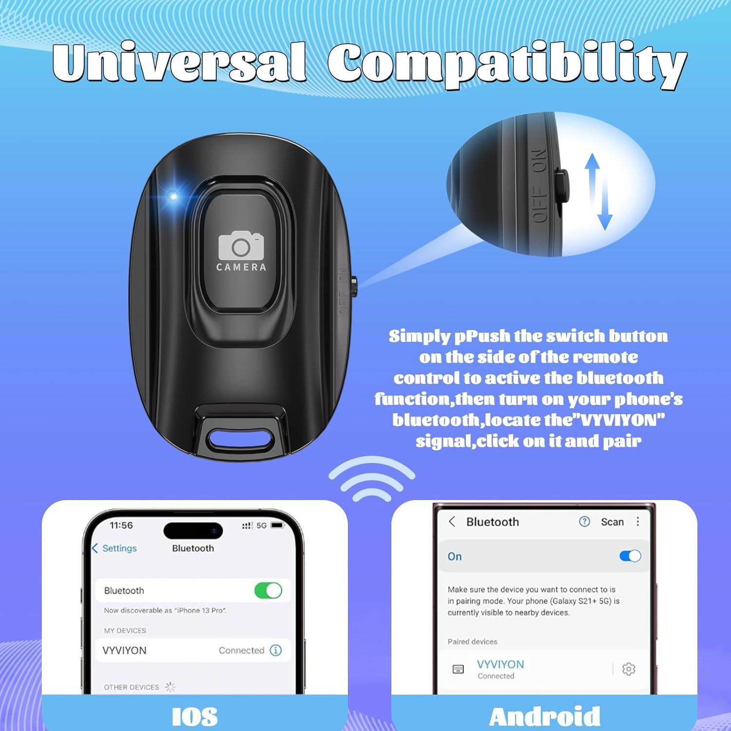 Disparador Remoto de Cámara Bluetooth VYVIYON Negro Recargable