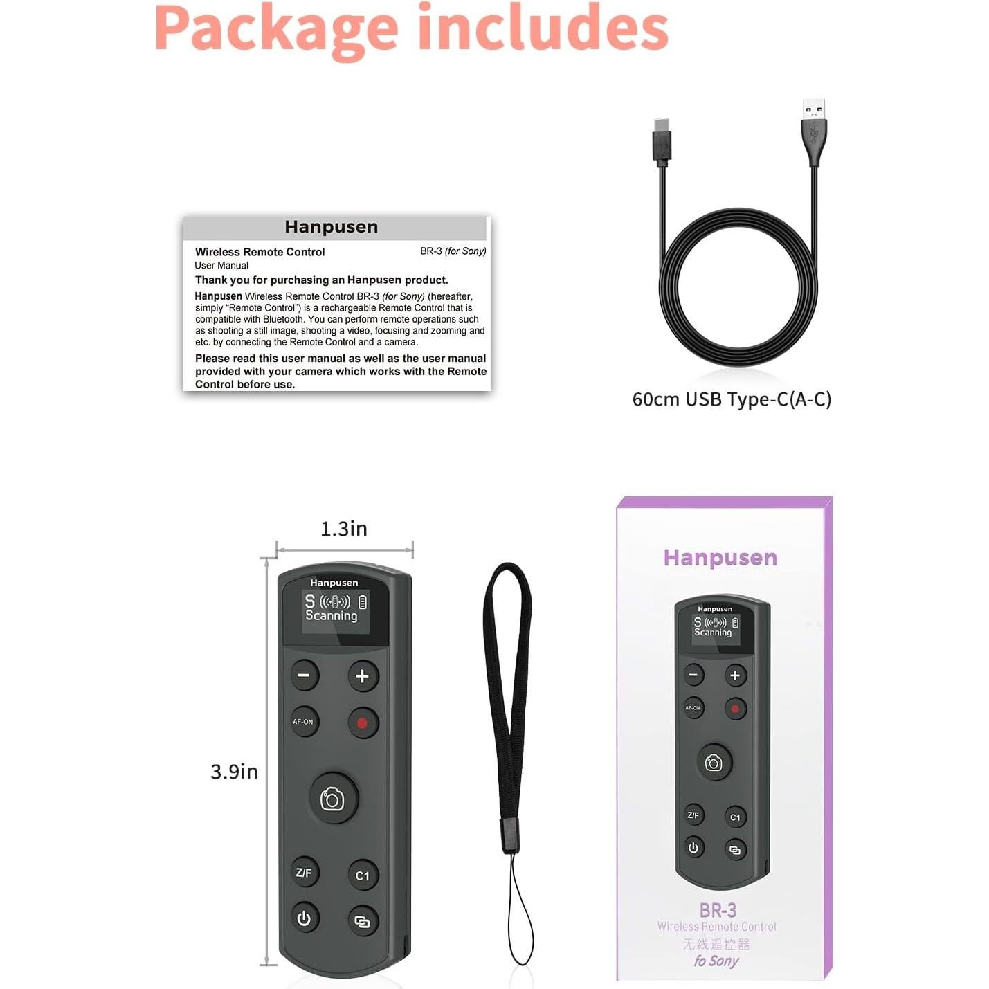 Control Remoto Inalámbrico Hanpusen para Cámaras Sony - Pantalla OLED