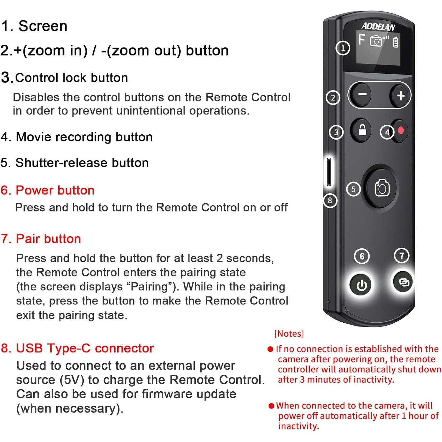 Control Remoto Inalámbrico AODELAN para Fujifilm con Pantalla OLED