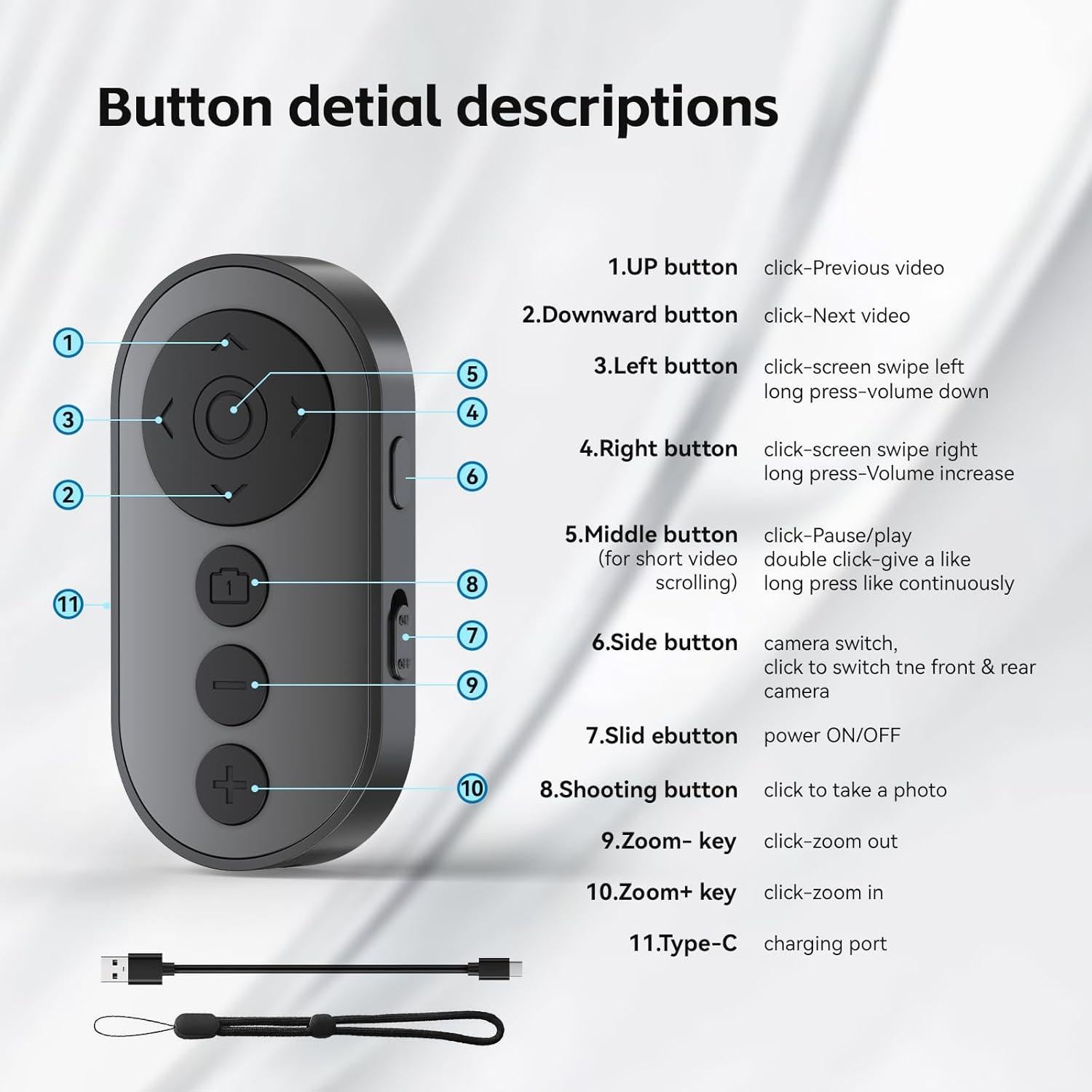 Control Remoto Inalámbrico VYVIYON CH-13 para Cámara y TikTok