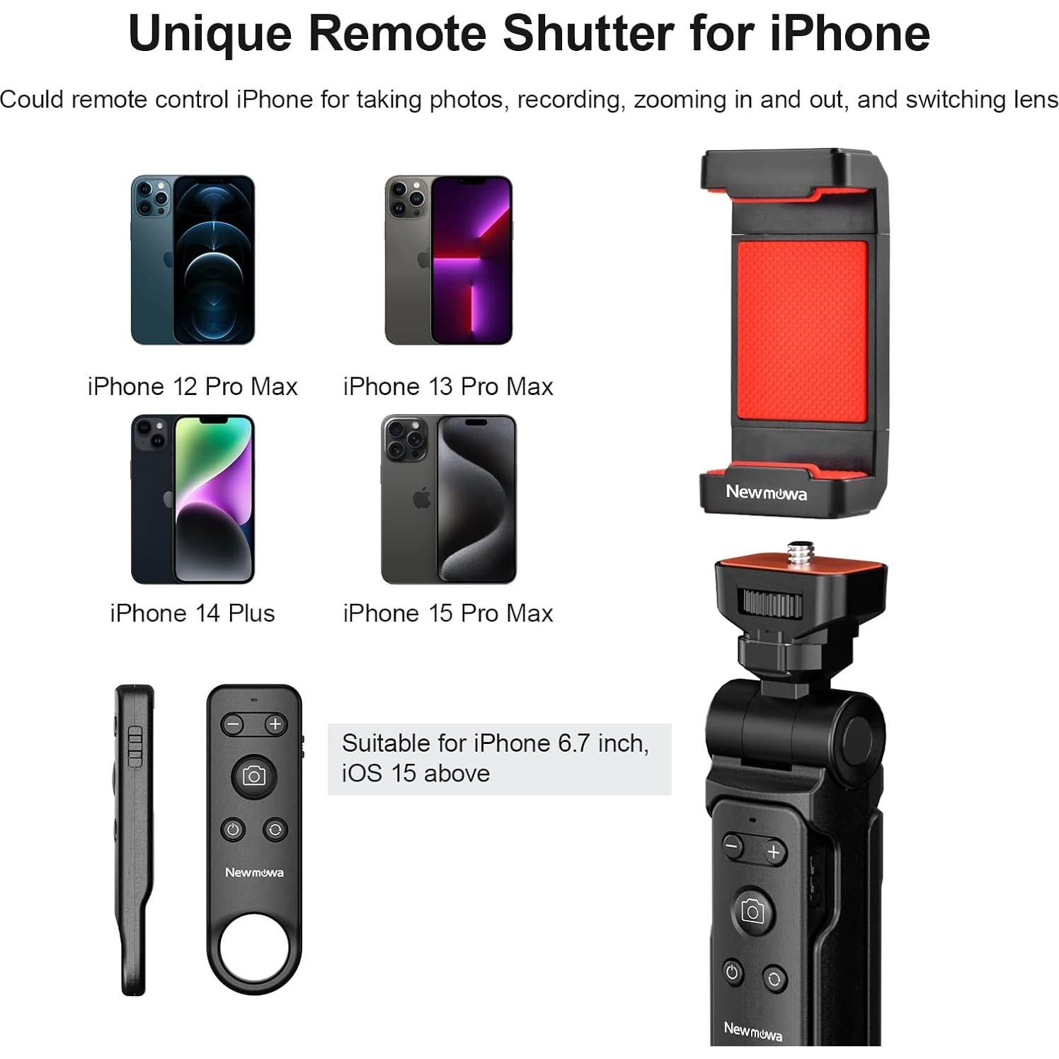 Trípode Plegable Newmowa con Control Remoto para iPhone 6.7"