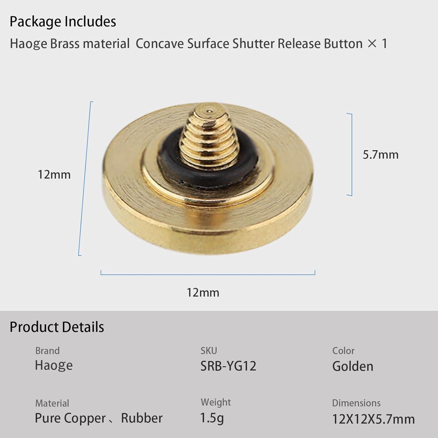 Botón de Liberación de Obturador Haoge 12mm Cobre para Fujifilm y Leica