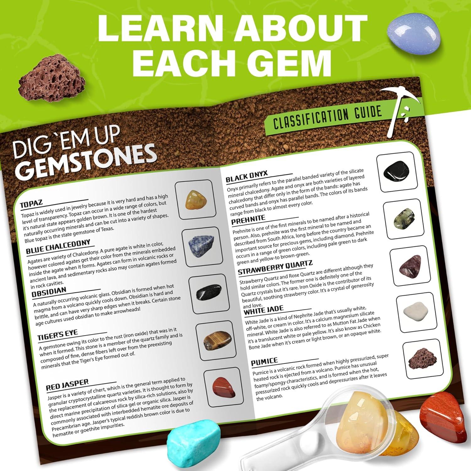 Kit de Excavación de Gemas LotFancy - 20 Gemas Reales para Niños 8+