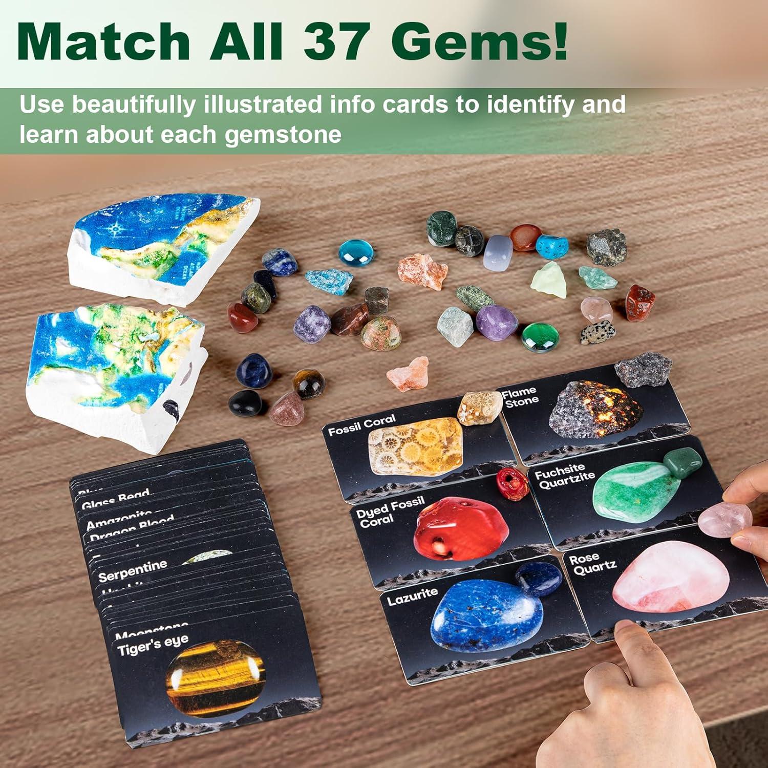 Kit de Excavación de Gemas HAYXUN - 37 Rocas y Cristales