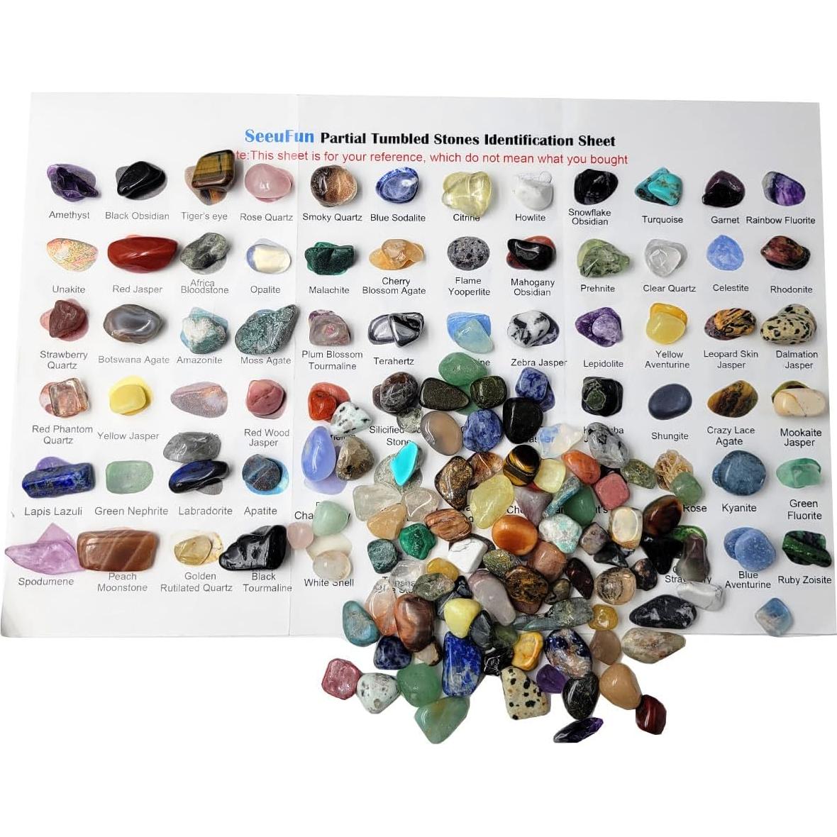 Kit de 60 Piedras Preciosas y Cristales Pulidos 1kg - SeeuFun