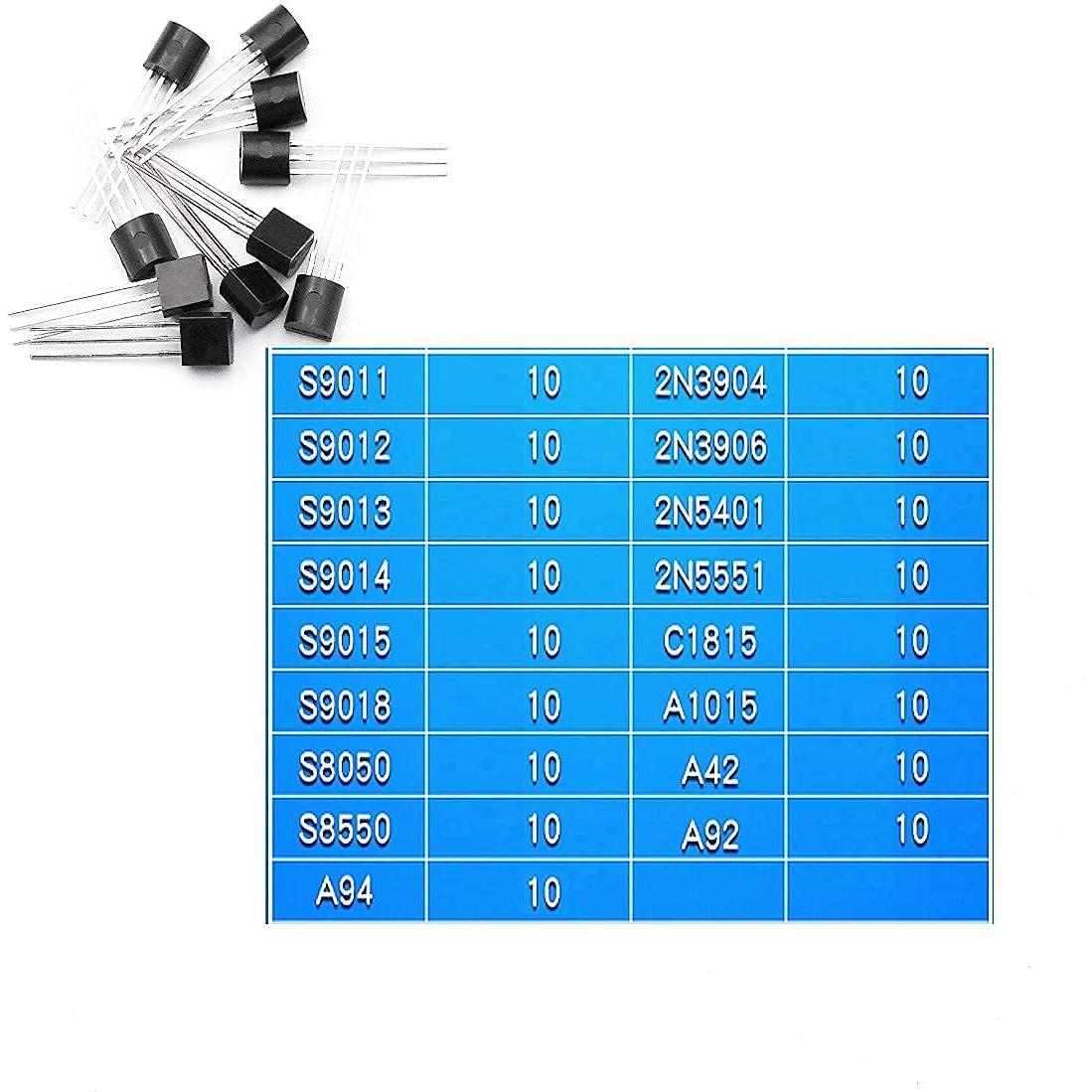 Kit de Transistores NPN PNP 170 Piezas 17 Valores DaFuRui
