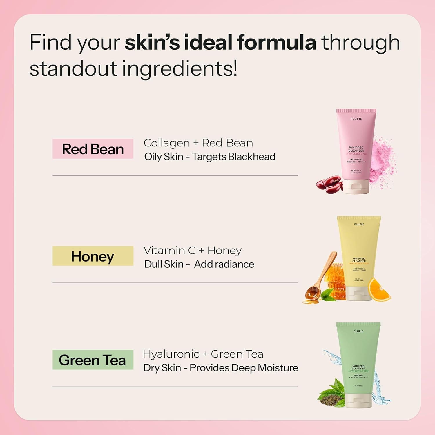 Limpiador Facial Flufie Colágeno y Frijol Rojo 125 g - Hidratante y Aclarador