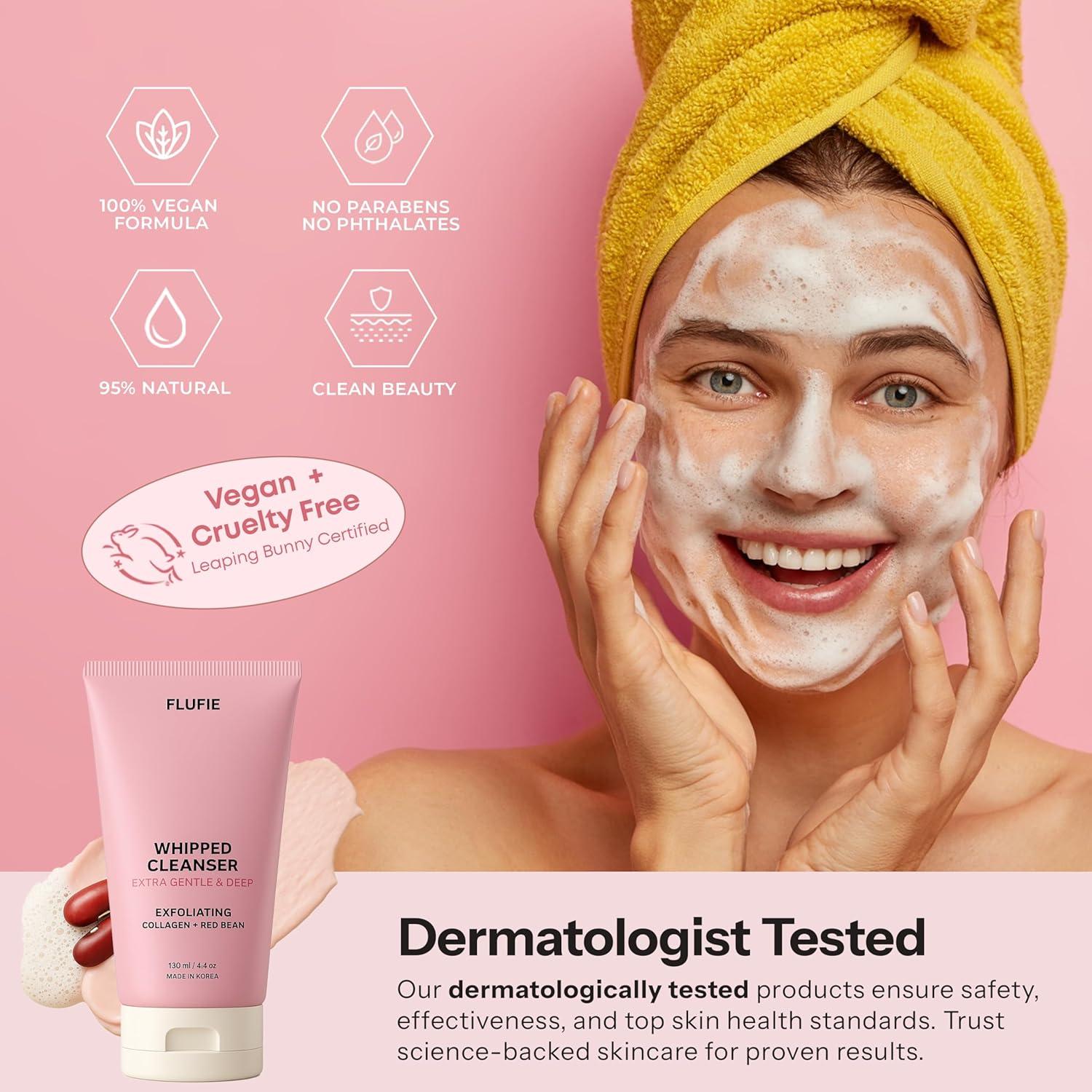 Limpiador Facial Flufie Colágeno y Frijol Rojo 125 g - Hidratante y Aclarador