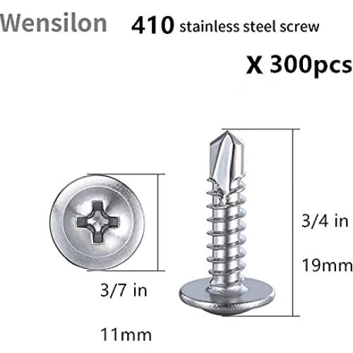 Tornillos autorroscantes Wensilon 300pcs #8x19mm acero inoxidable